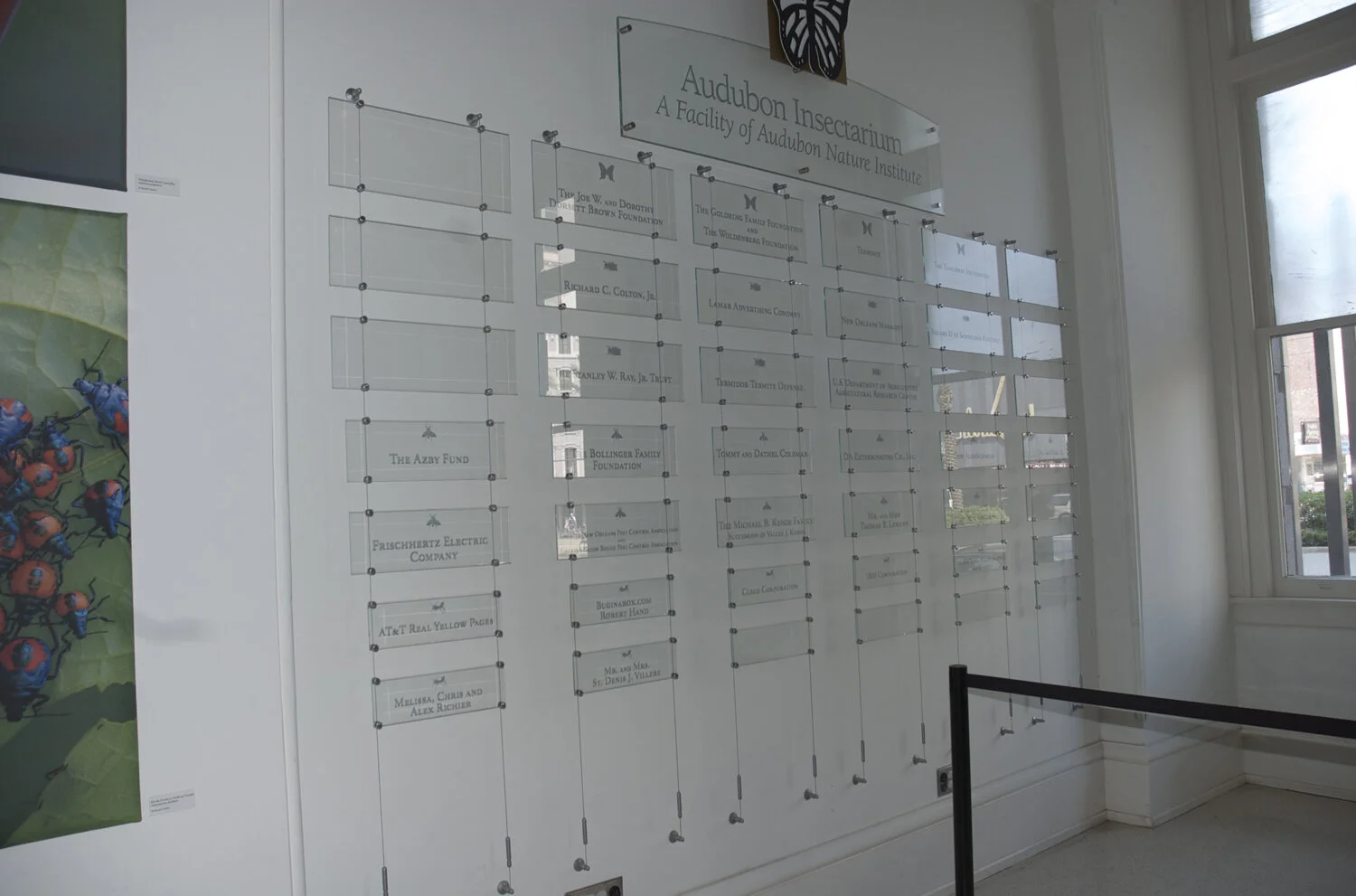 Insectarium lobby donor wall