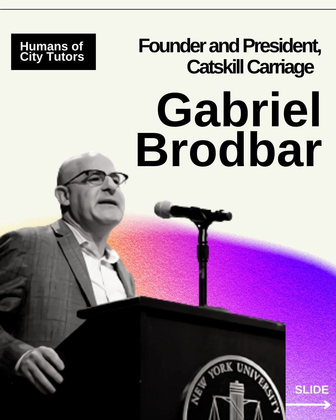 We had the opportunity to speak with the Founder and President at Catskill Carriage Gabriel Brodbar for this week's Humans of City Tutors.⁠
⁠
He shared with us his career path, and experience, and offered mentorship advice for students going forward 