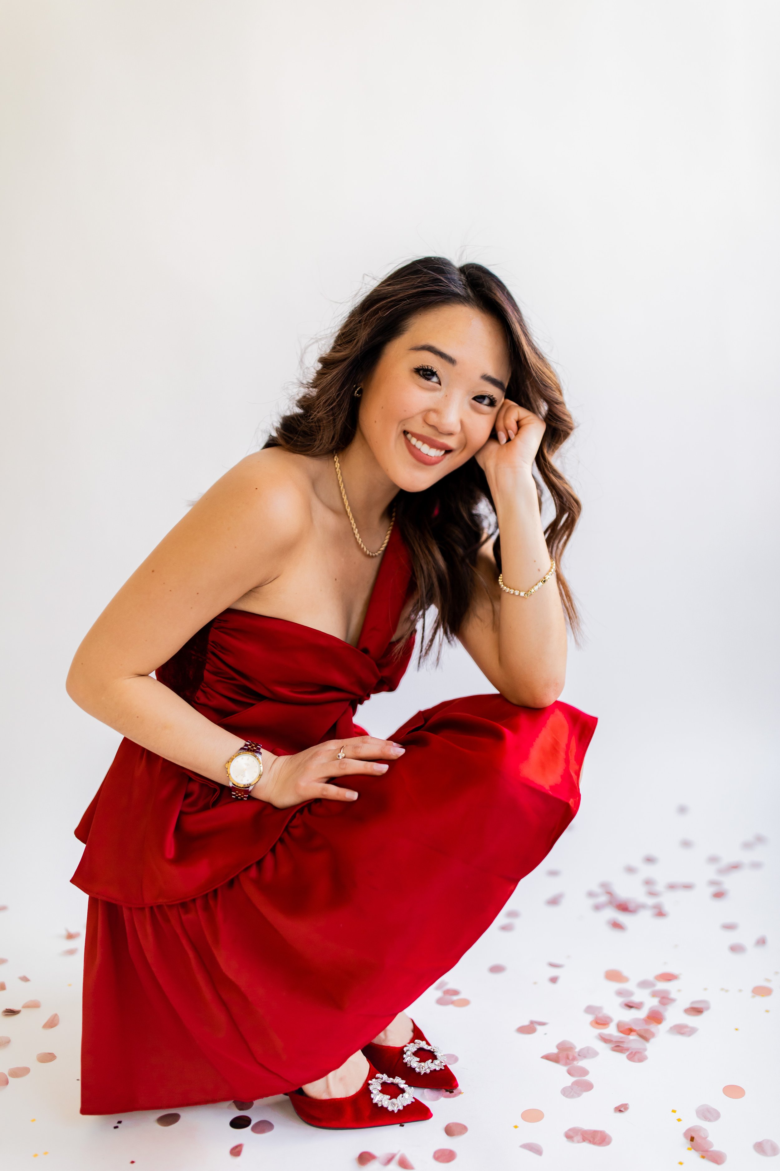 birthday photo shoot red dress New York City