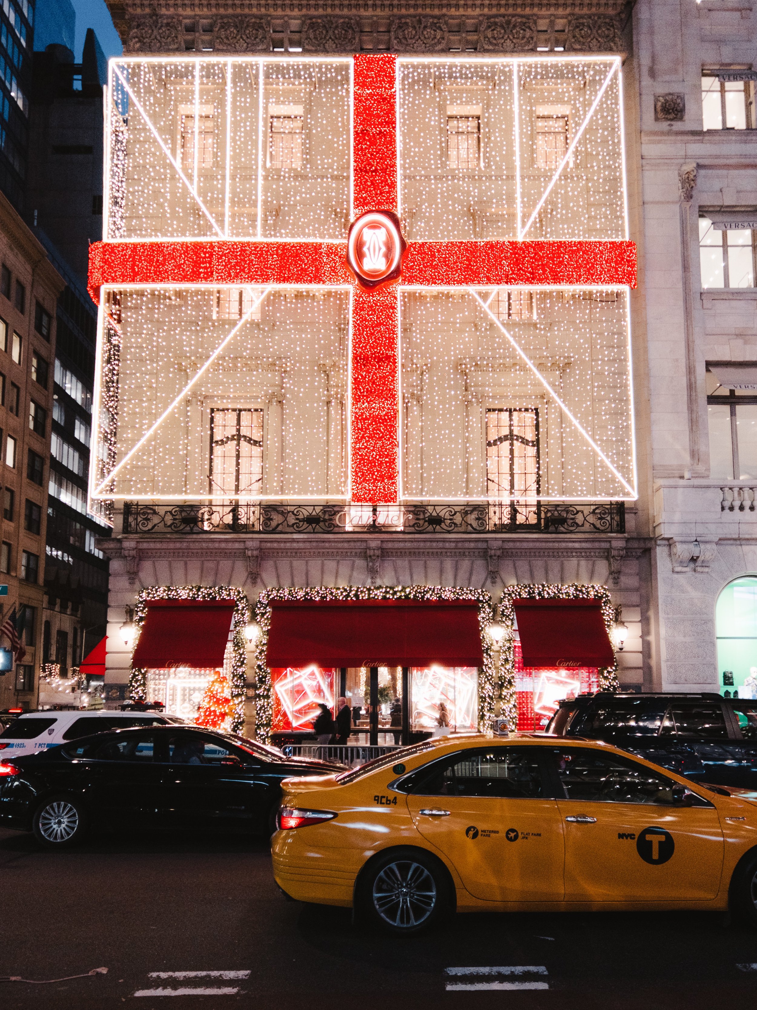 Cartier Flagship Store Front on Fifth Avenue, Holiday Season, NYC