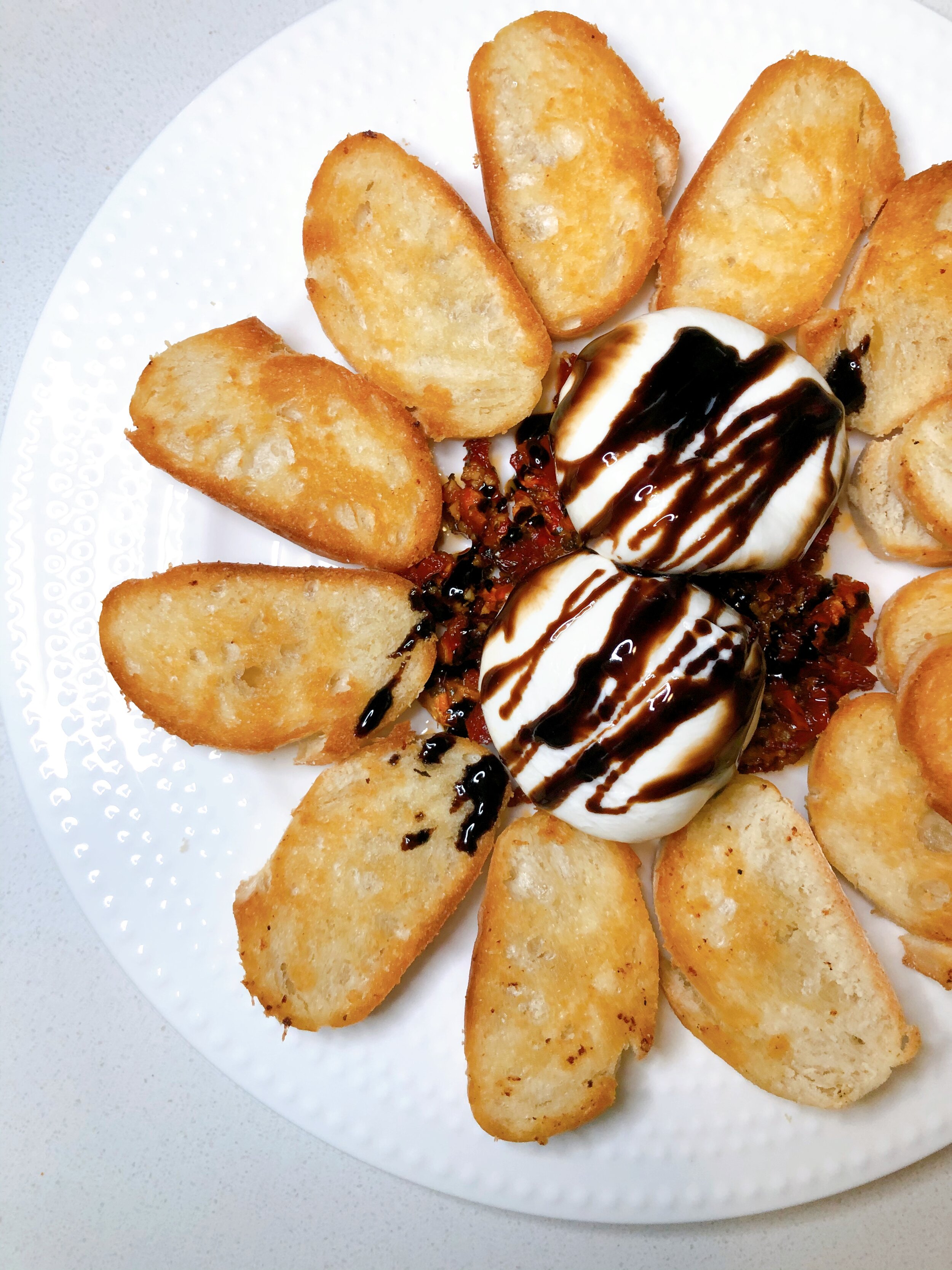 "Dressed Up" Burrata &amp; Homemade Crostini