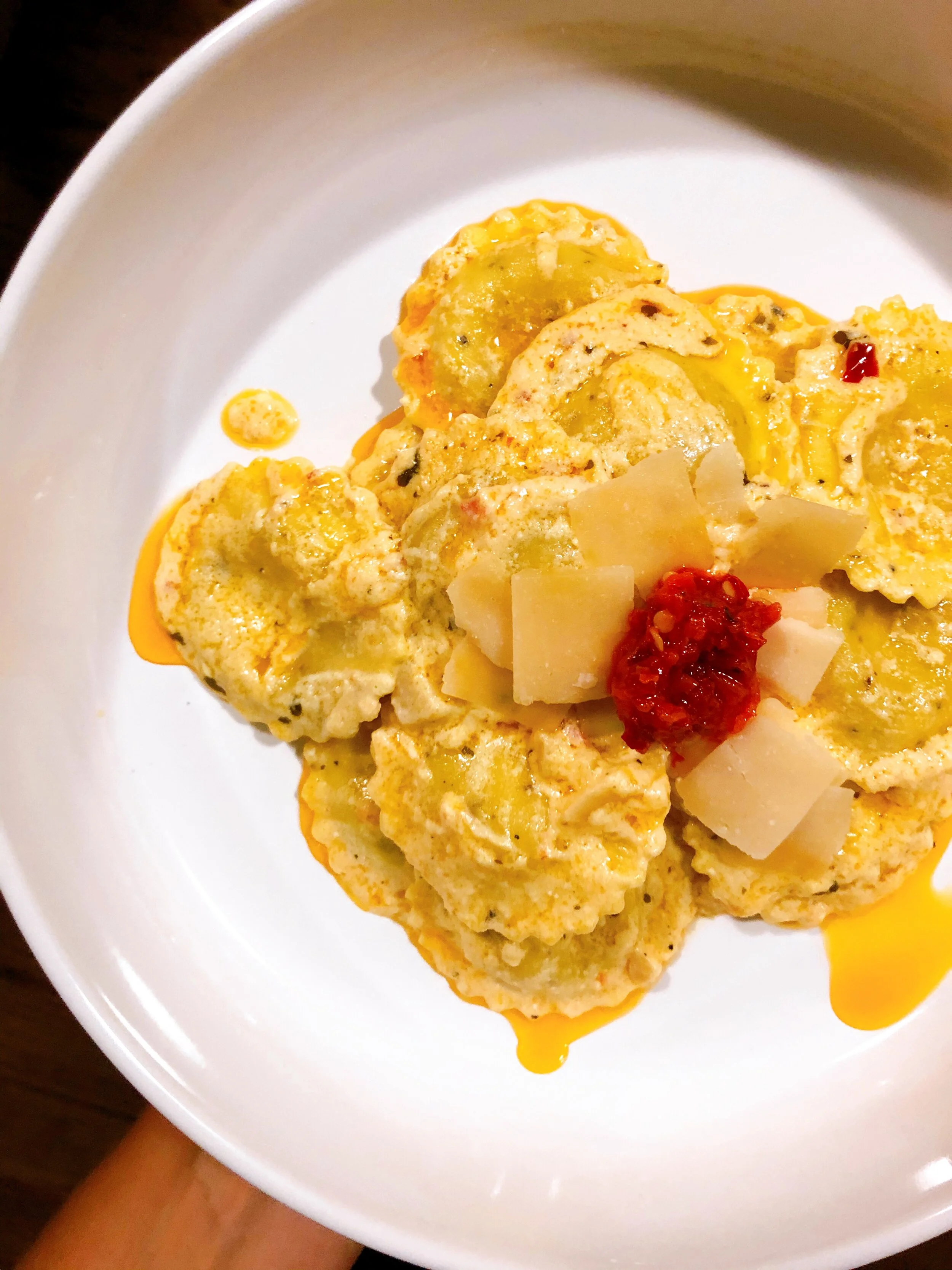 Cacio e Pepe Ravioli in Spicy Bamba &amp; Lemon Sauce