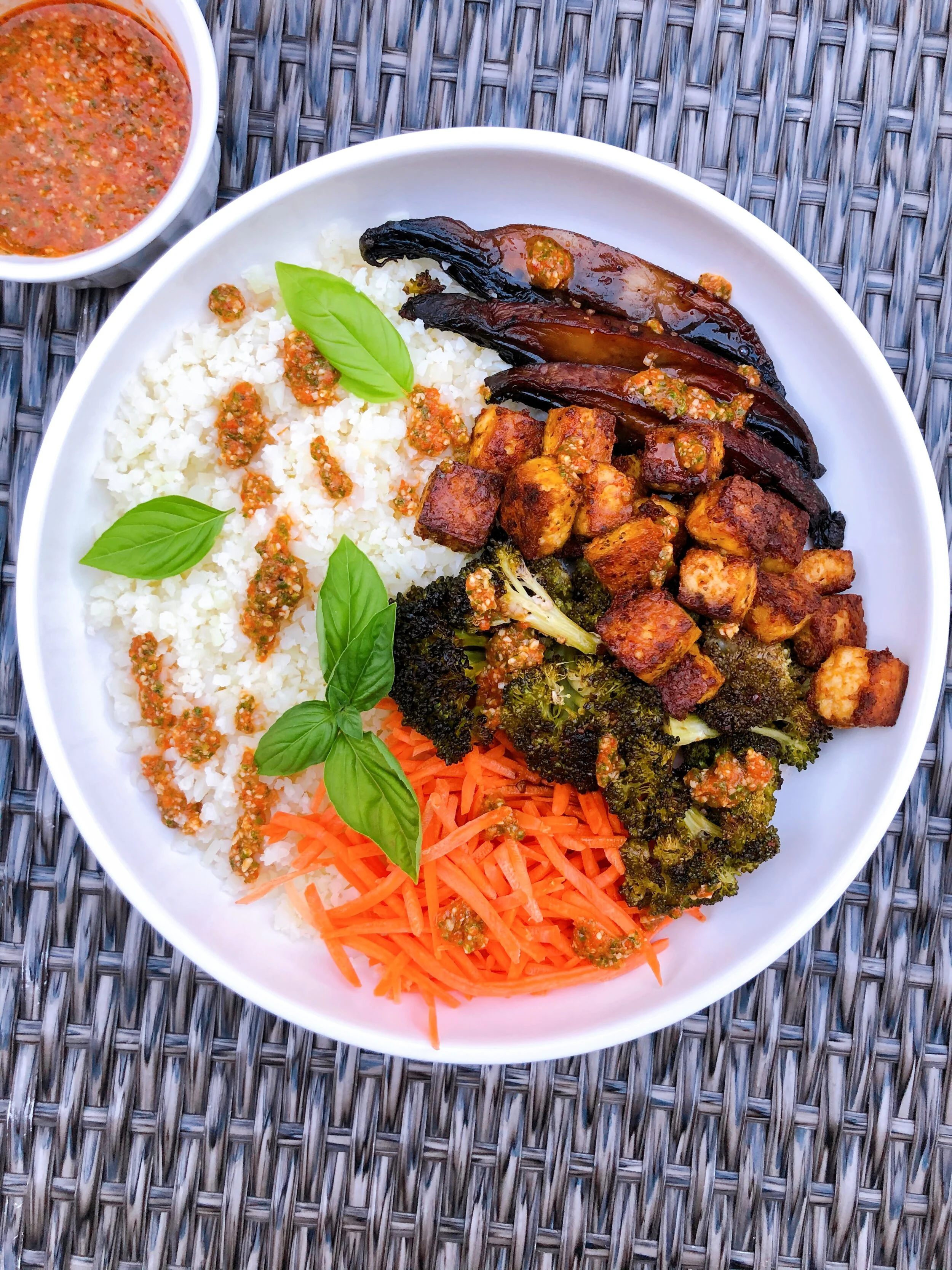 Basil &amp; Roasted Red Pepper Tofu Bowls