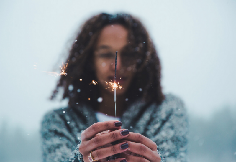 Woman with sparkler
