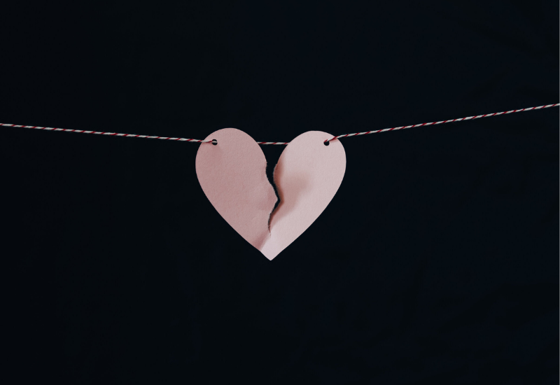 Broken heart on string