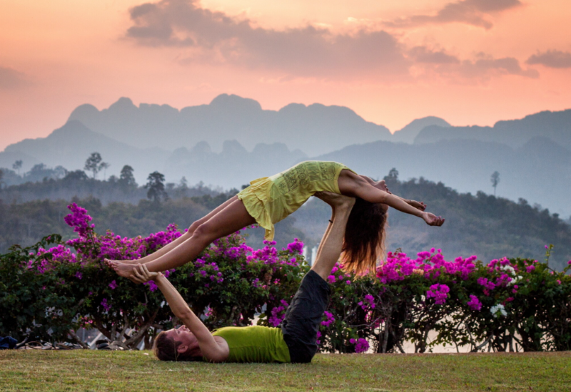 Couple doing yoga