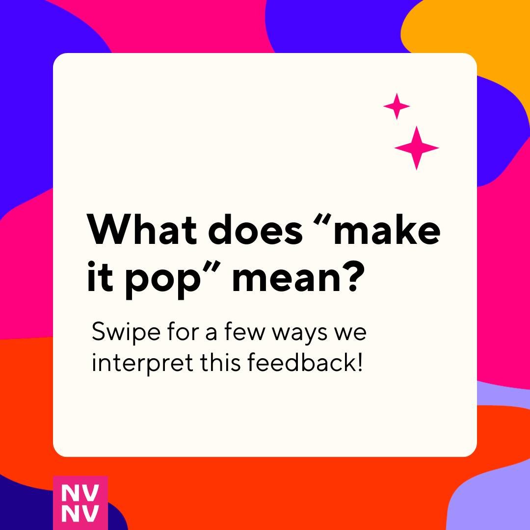 🎨Things designers cringe at hearing: 'It&rsquo;s missing something,' 'Can we jazz it up?' and 'Can you make it pop?' Yet, these are the kinds of vague feedback they often receive during reviews. But what exactly does 'make it pop' mean? Swipe to see