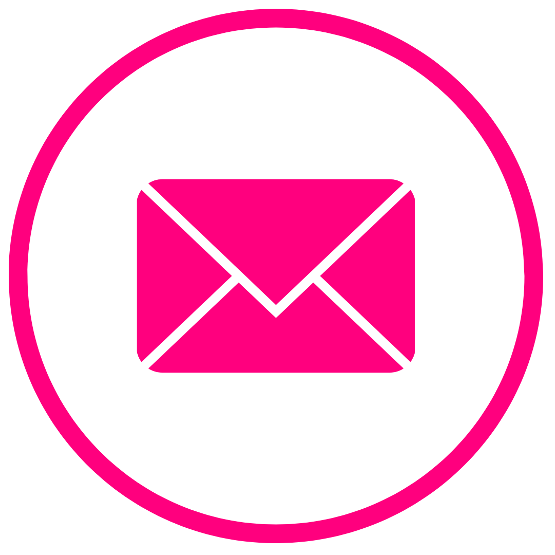 Pink envelope icon inside a pink circle