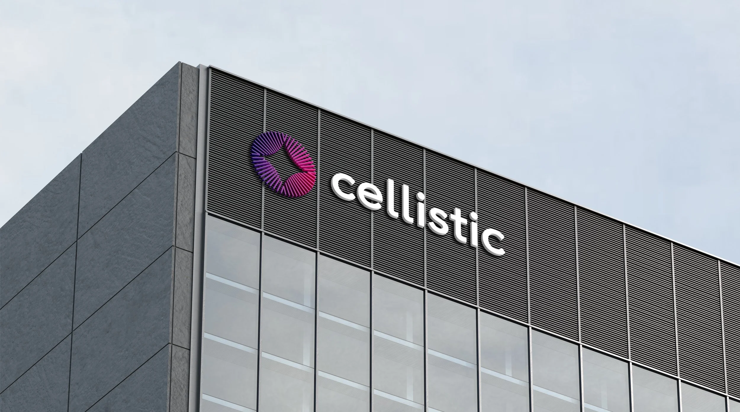 Cellistic outdoor building signage render by Inveniv