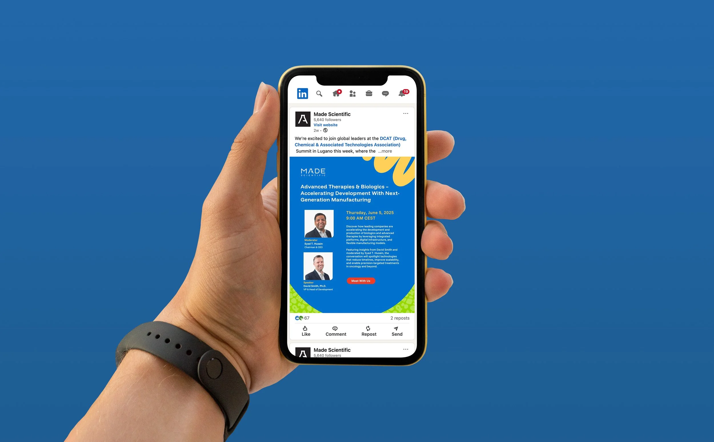 Made Scientific social post linkedin design by Inveniv