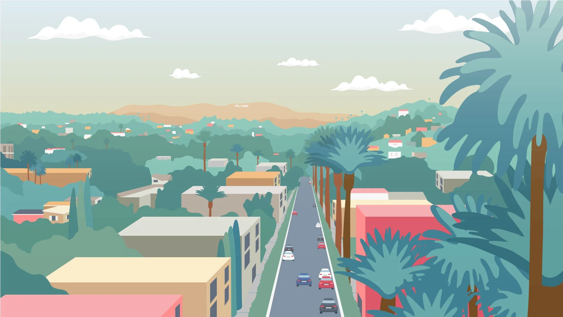 An image of Los Angeles from Cedars-Sinai hospital illustrated by Inveniv