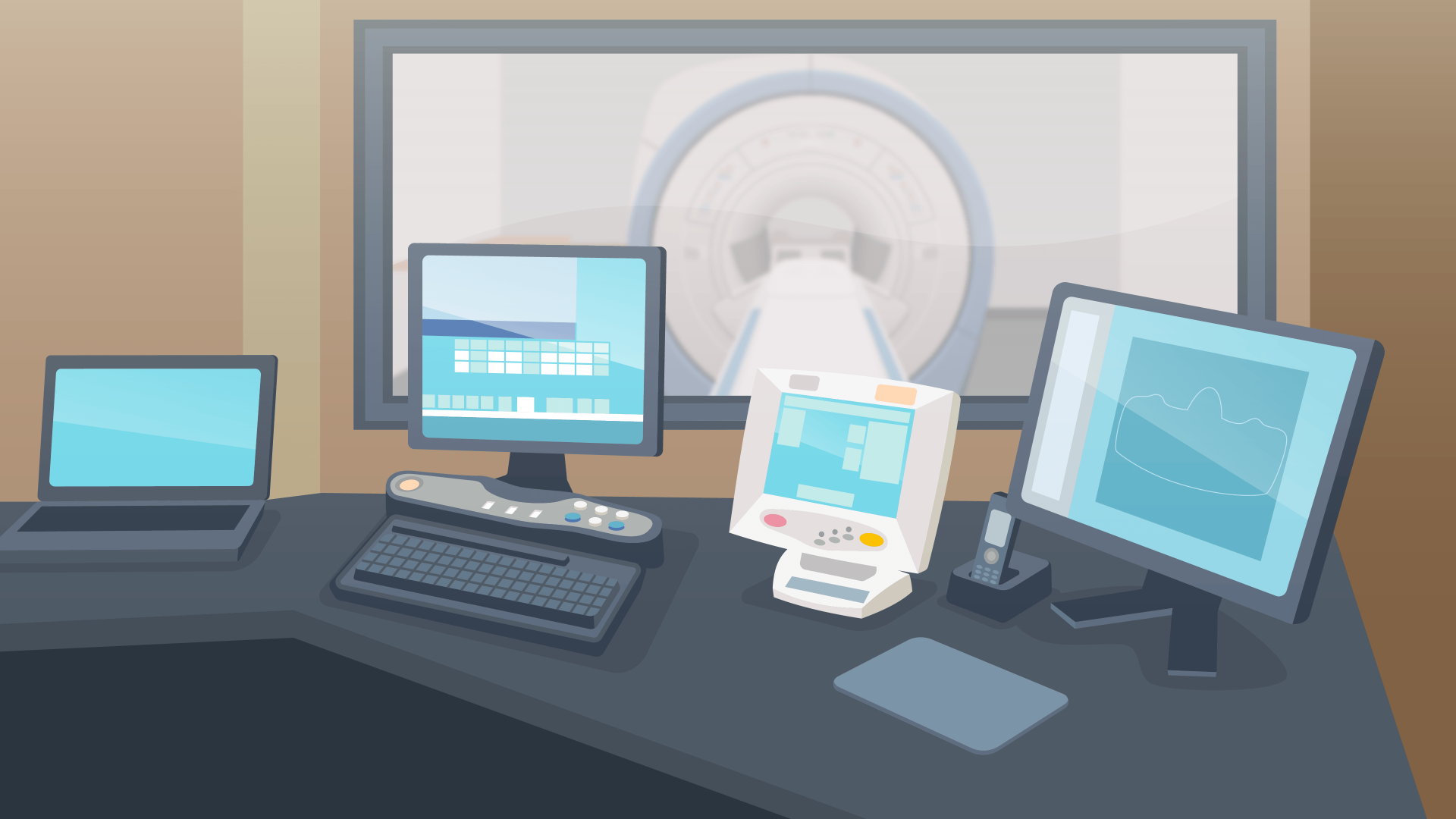 An image of a medical imaging room at Cedars-Sinai hospital illustrated by Inveniv