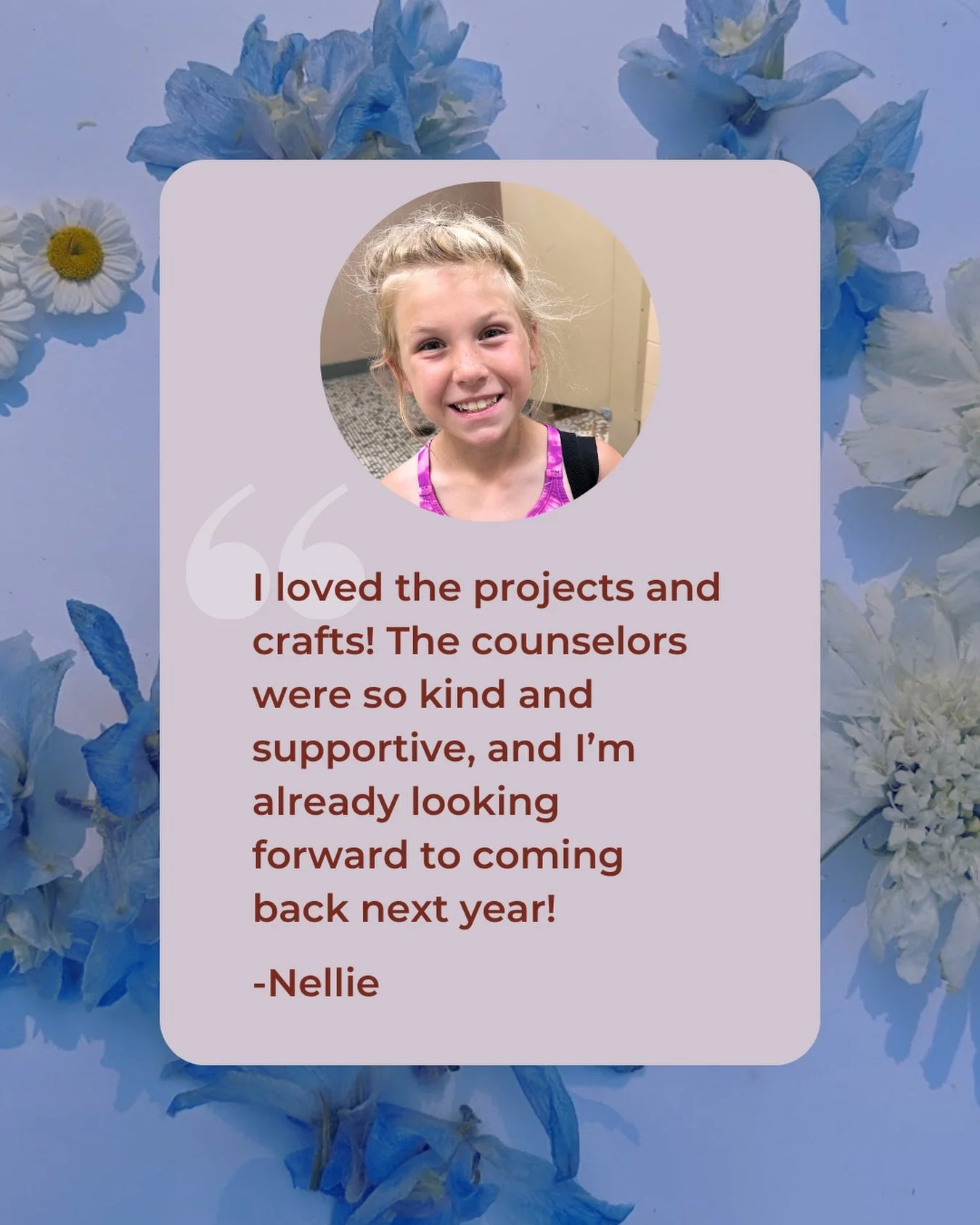 Nellie had a wonderful time with Earth Within Girls this summer! 🌸🌱 She participated in both the Flower and Root Medicine Camps and loved the projects and hands-on crafts. The counselors were so kind and supportive and she&rsquo;s already looking f