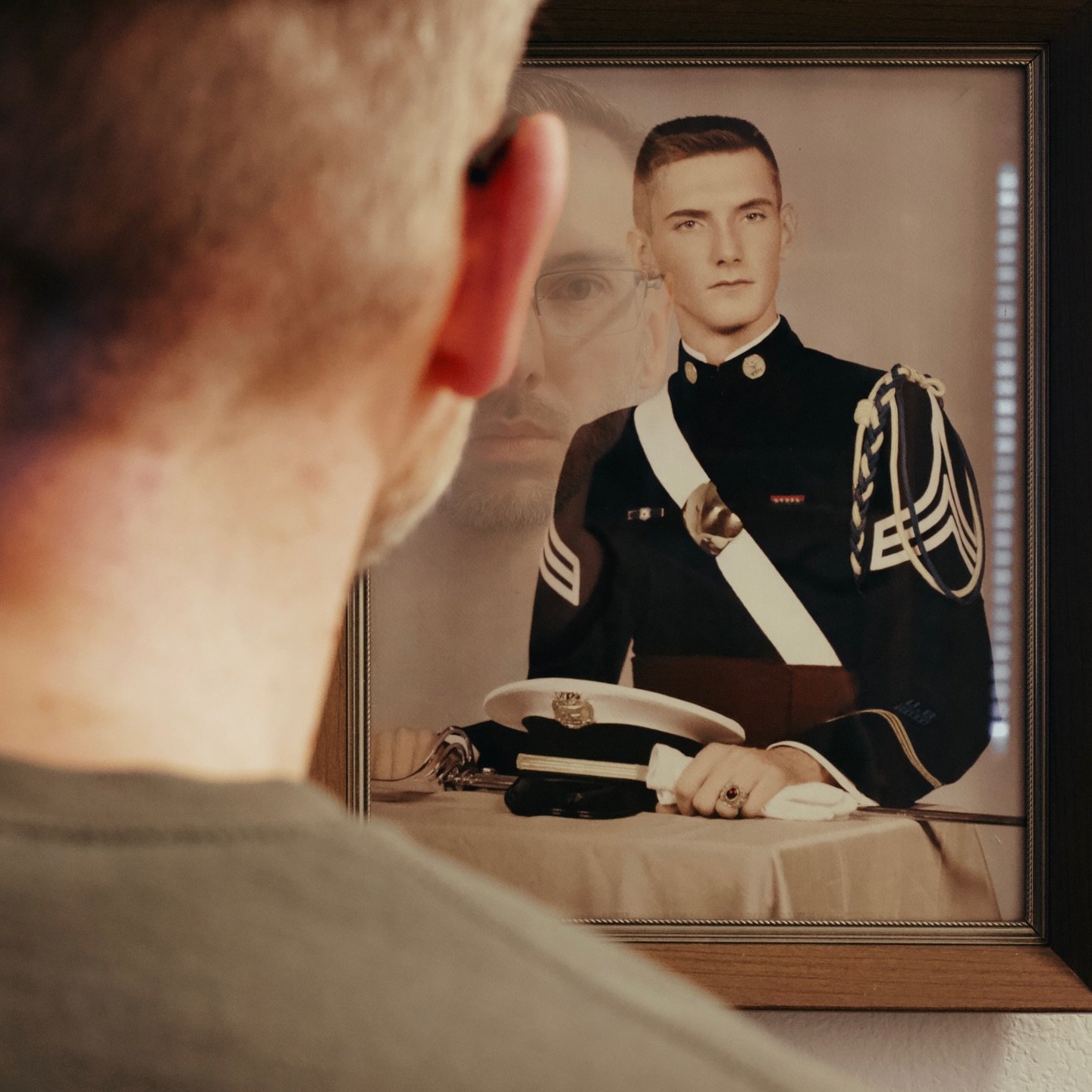 Reflecting on the Past, Looking to the Future
I had this idea last week after I cut my hair as I thought I kind of looked like my father, but I needed to order a remote shutter switch to be able to take the photo. I received the switch on Saturday, a