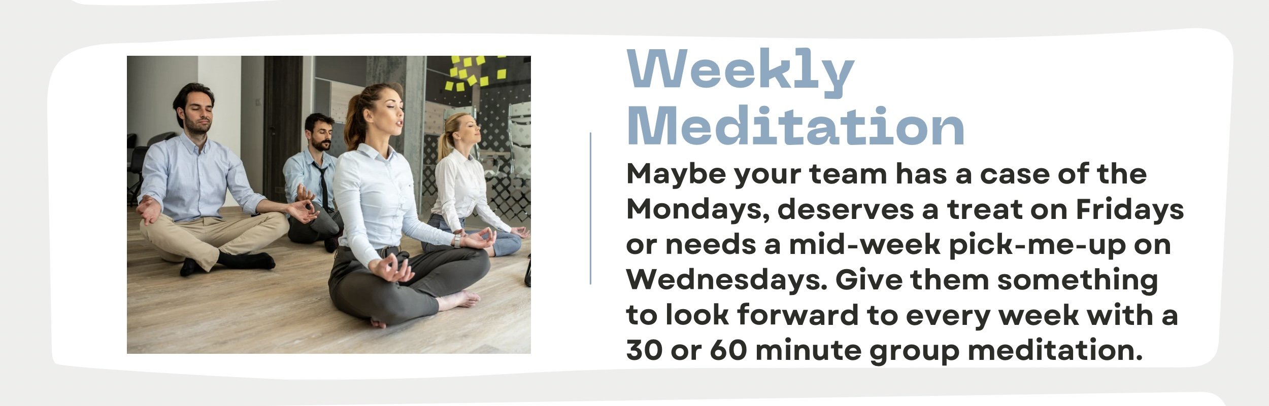 A group of four people meditating in a modern indoor space, sitting cross-legged on the floor with eyes closed, in a serene and focused manner.
