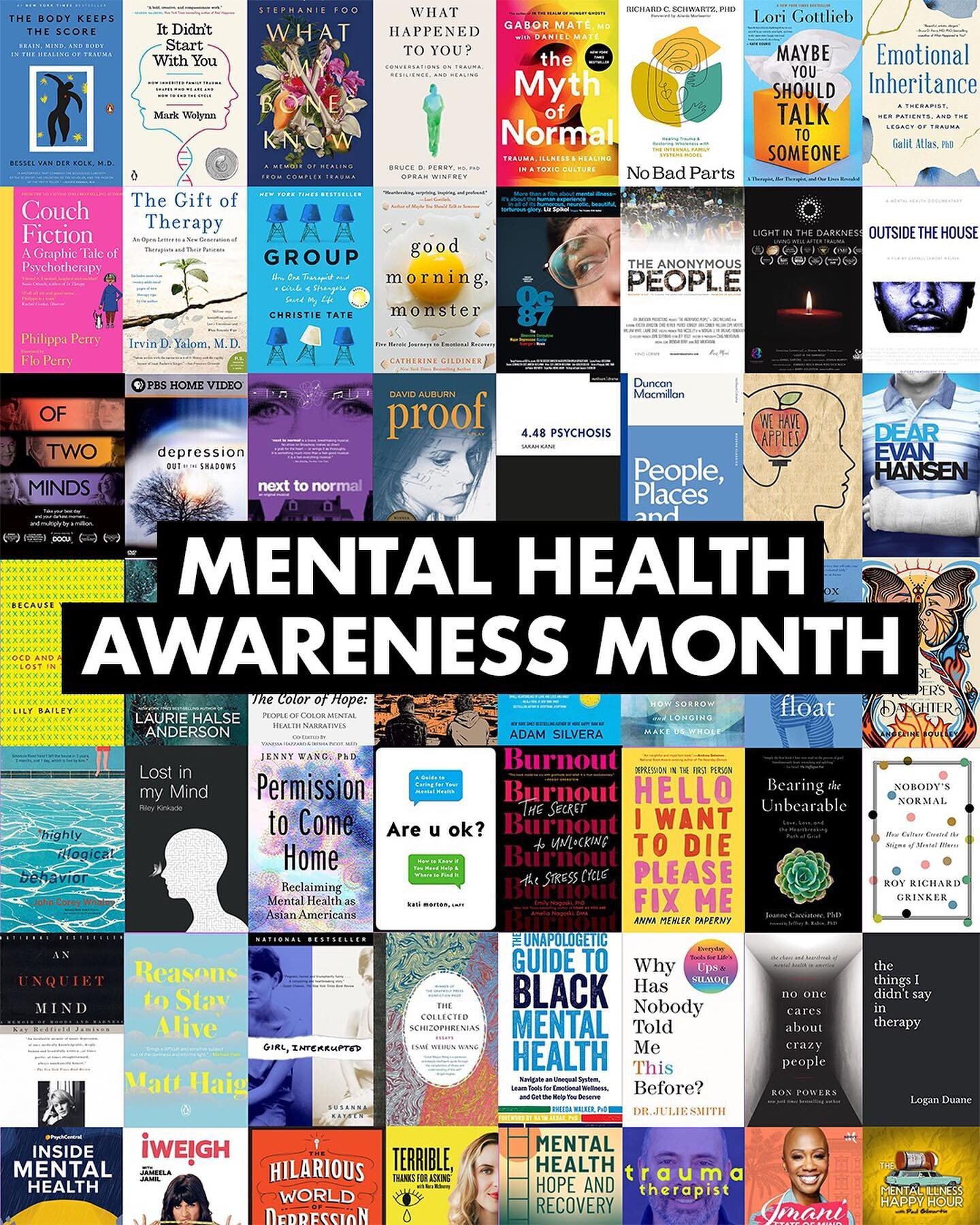 May is #MentalHealthAwarenessMonth. We've compiled a running list of books, movies, and podcasts to help you learn about mental health and mental illnesses.

Share your other suggestions in the comments⬇️
