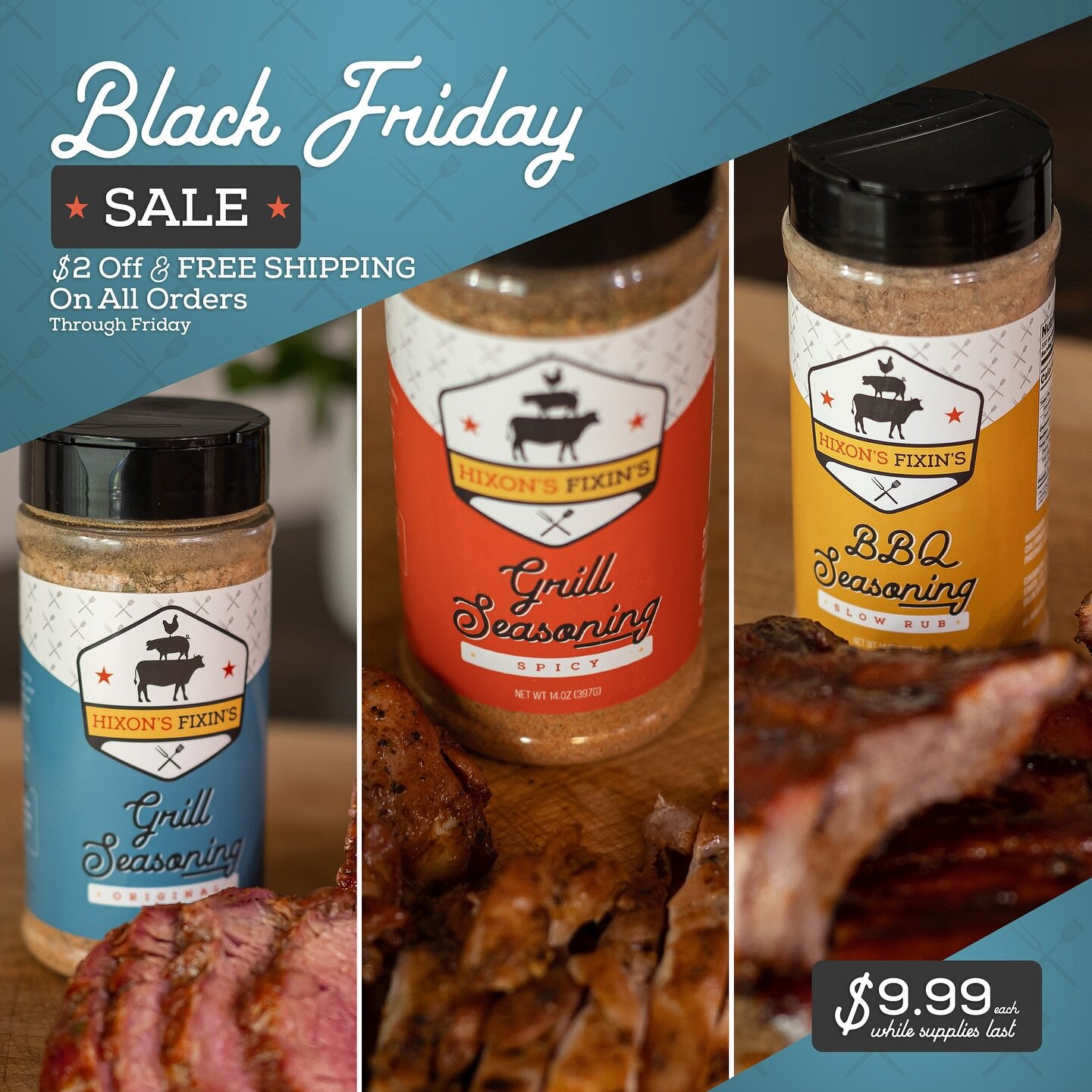 Black Friday starts now! Get $2 off every product and FREE SHIPPING on all orders, now through Friday. Don&rsquo;t miss it!
.
.
.
#blackfriday #dontsuckatgrilling #eatmoremeat #thanksgiving #friendsgiving #sale #discount #freeshipping #getsome #boise