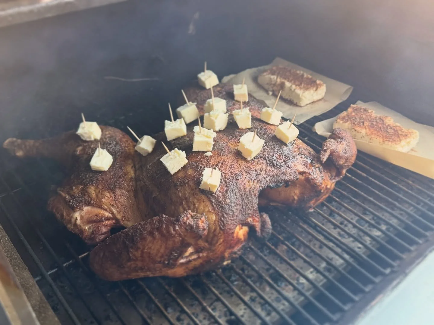 Friendsgiving smoker spatchcock for the win! #dontsuckatgrilling