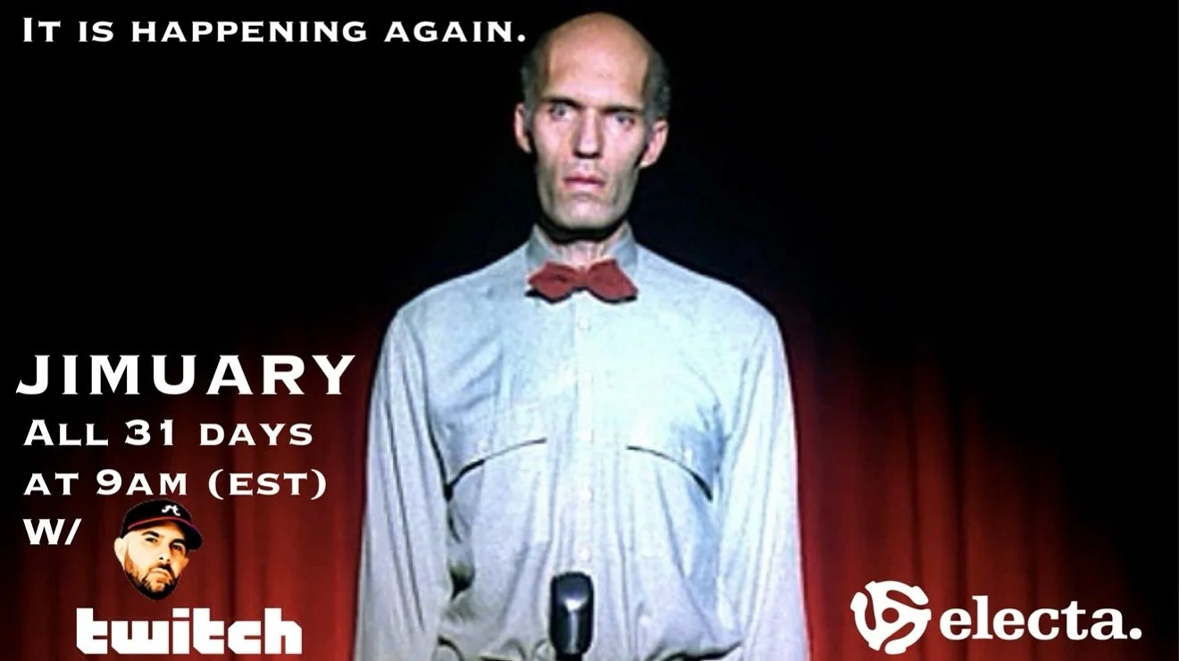 Only my SUPER nerds will get this visual reference
&ldquo;It Is Happening Again.&rdquo; Set your clocks accordingly. JIMUARY. 31 days of Jimmy. Same bat time. Same bat channel.