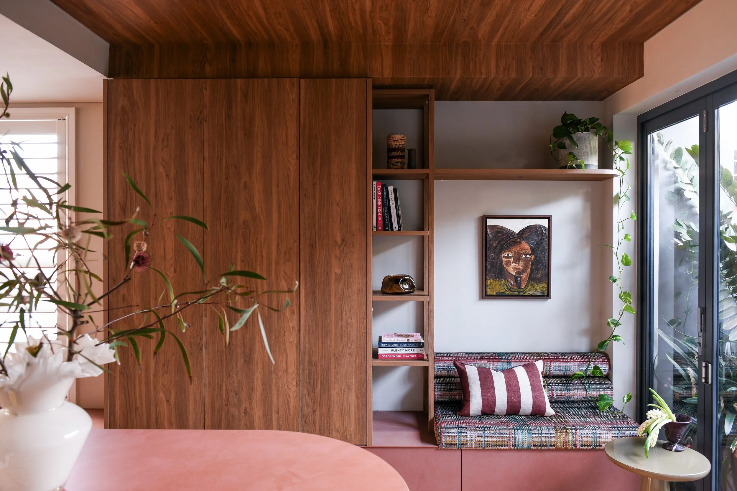 Bar cabinet and window seat joinery unit