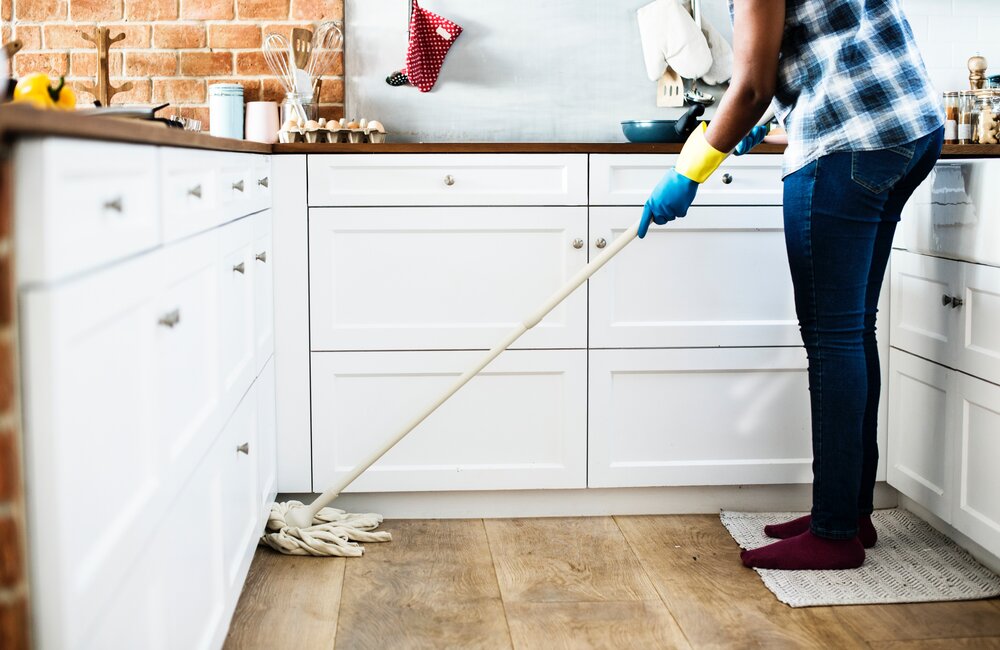 cleaning floors