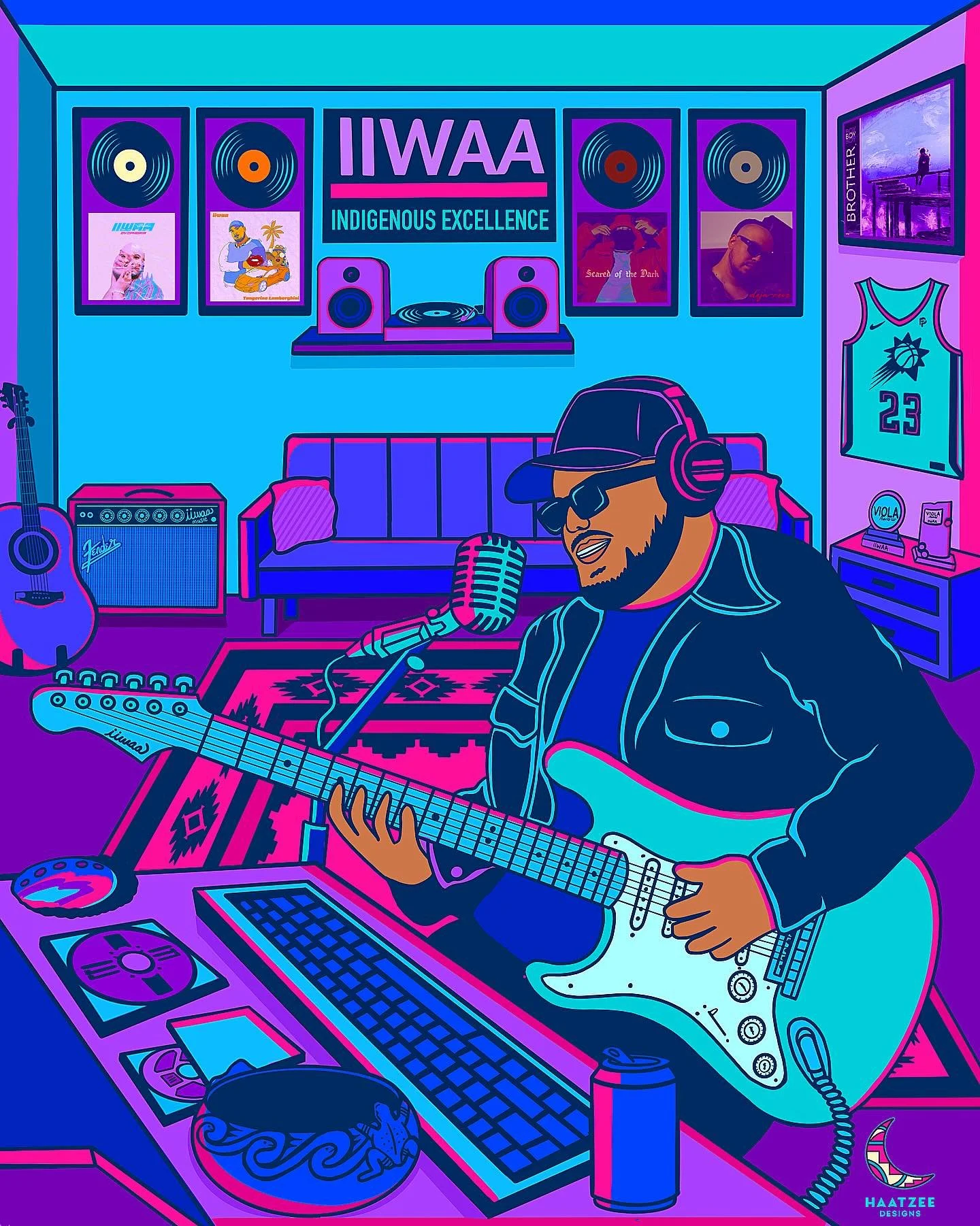 Inspired by the creativity of IIWAA, I wanted to illustrate a lo-fi styled piece of @king_iiwaa in their professional element as we celebrate their on-going success and the release of new music 🎶 

This artwork is an original creative interpretation