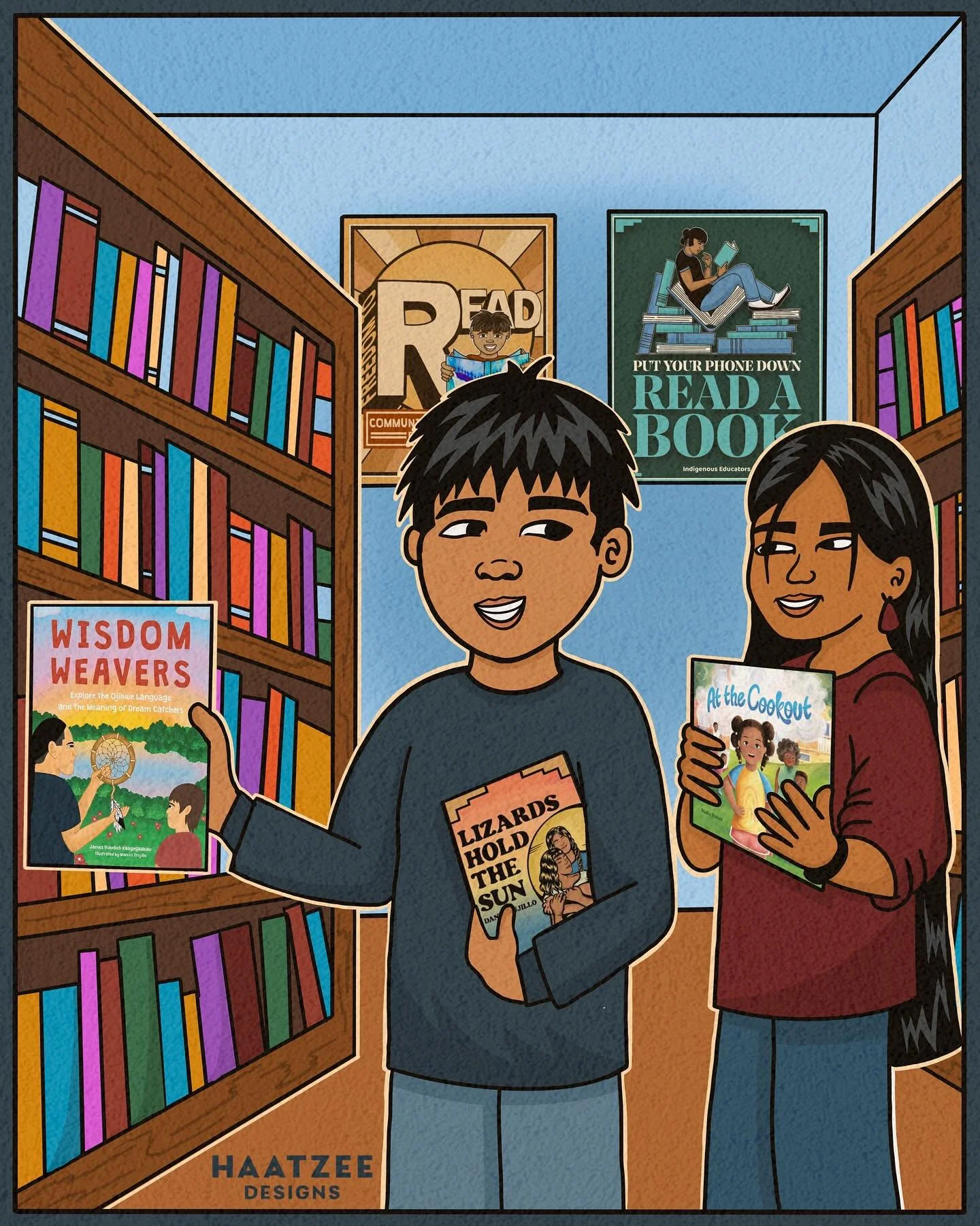 L I B R A R Y 📚

Day 23 of #ndnartober2025 

I wanted to use today&rsquo;s art challenge prompt as a way to highlight a few past projects! 

This Library illustration features book covers I&rsquo;ve had the opportunity to create along with an origin