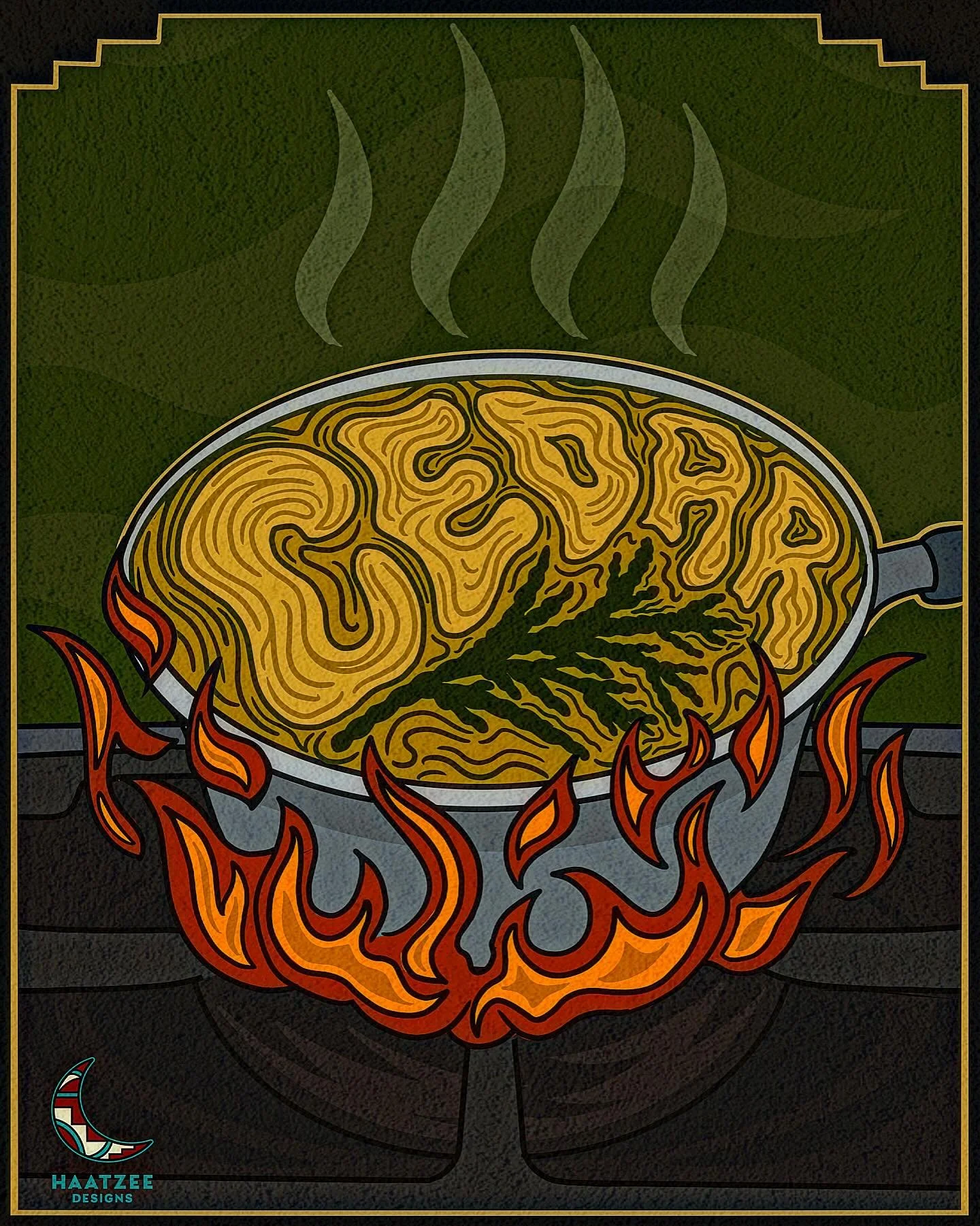 C E D A R 🌲

Day 20 of #ndnartober2025 

Can you smell this artwork? Cause cedar is one of the most recognizable/memorable scents ((When boiled)) 😌
&bull;
&bull;
&bull;
&bull;
#haatzeedesigns #graphicartist #graphic #graphicdesign #art #illustratio