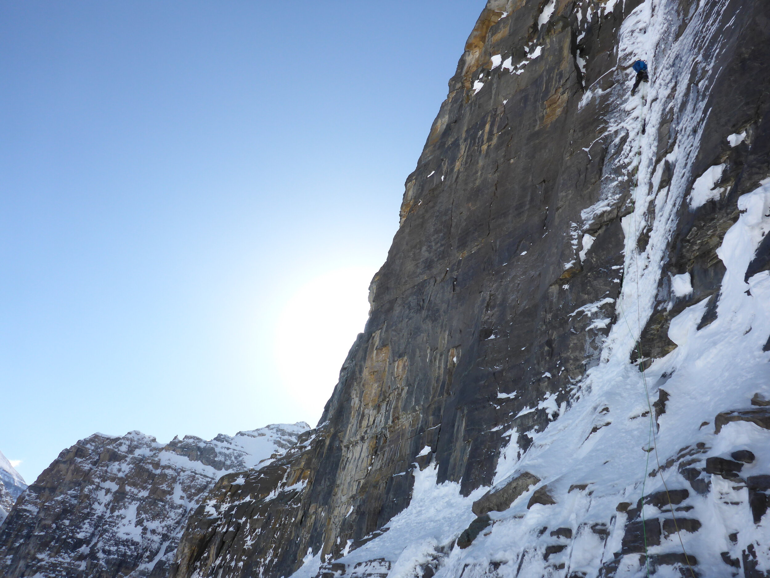Attempt on the NE face of Mt Lefroy, 3423m