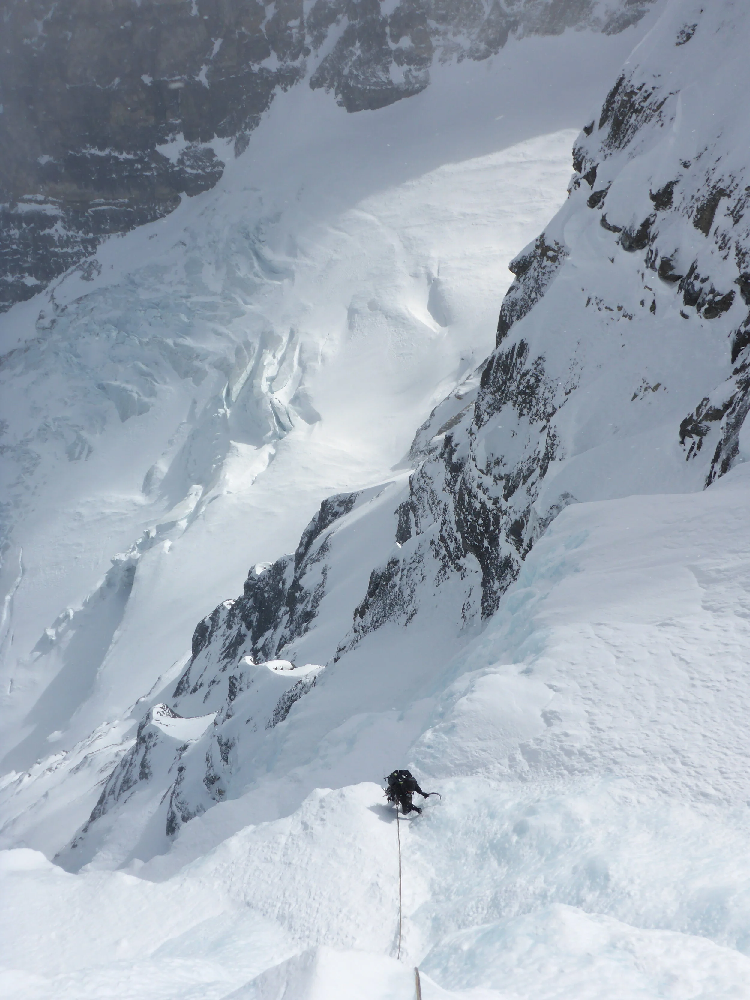 Slipstream, Mt Snowdome 3456m. A world famous ice climb and one of the longest in the world.