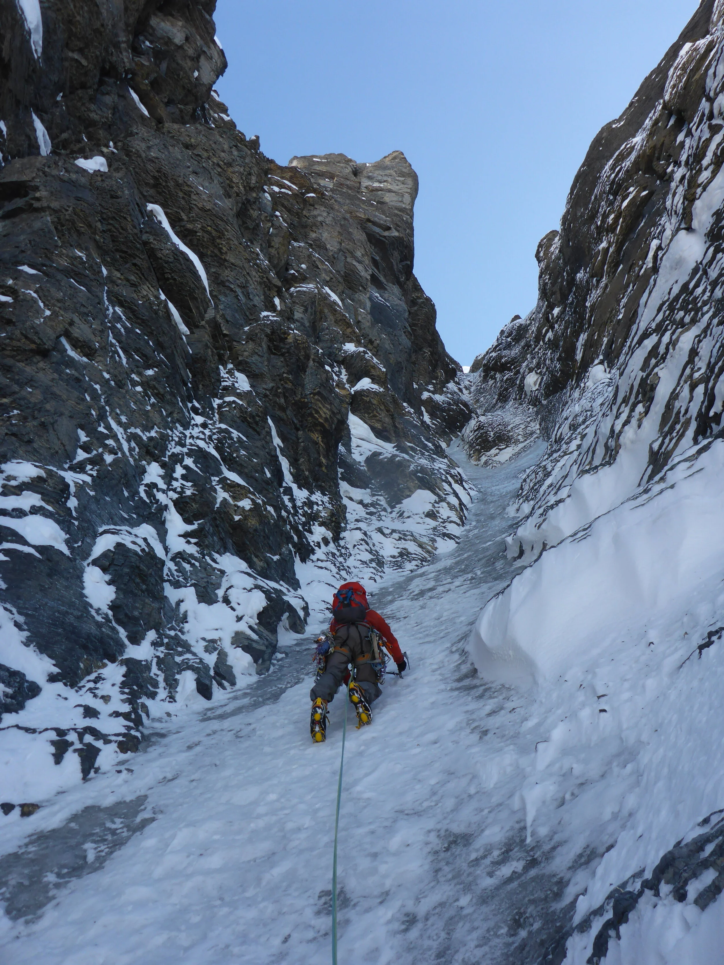 Andromeda Strain, a world class route on the North face of Mt Andromeda, 3450m
