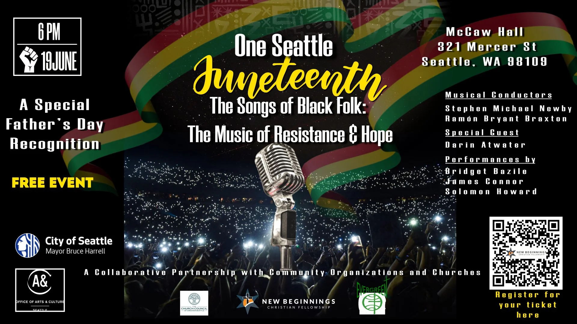 ONE SEATTLE Presents: Juneteenth “THE SONGS OF BLACK FOLK” Music of Resistance &amp; Hope
