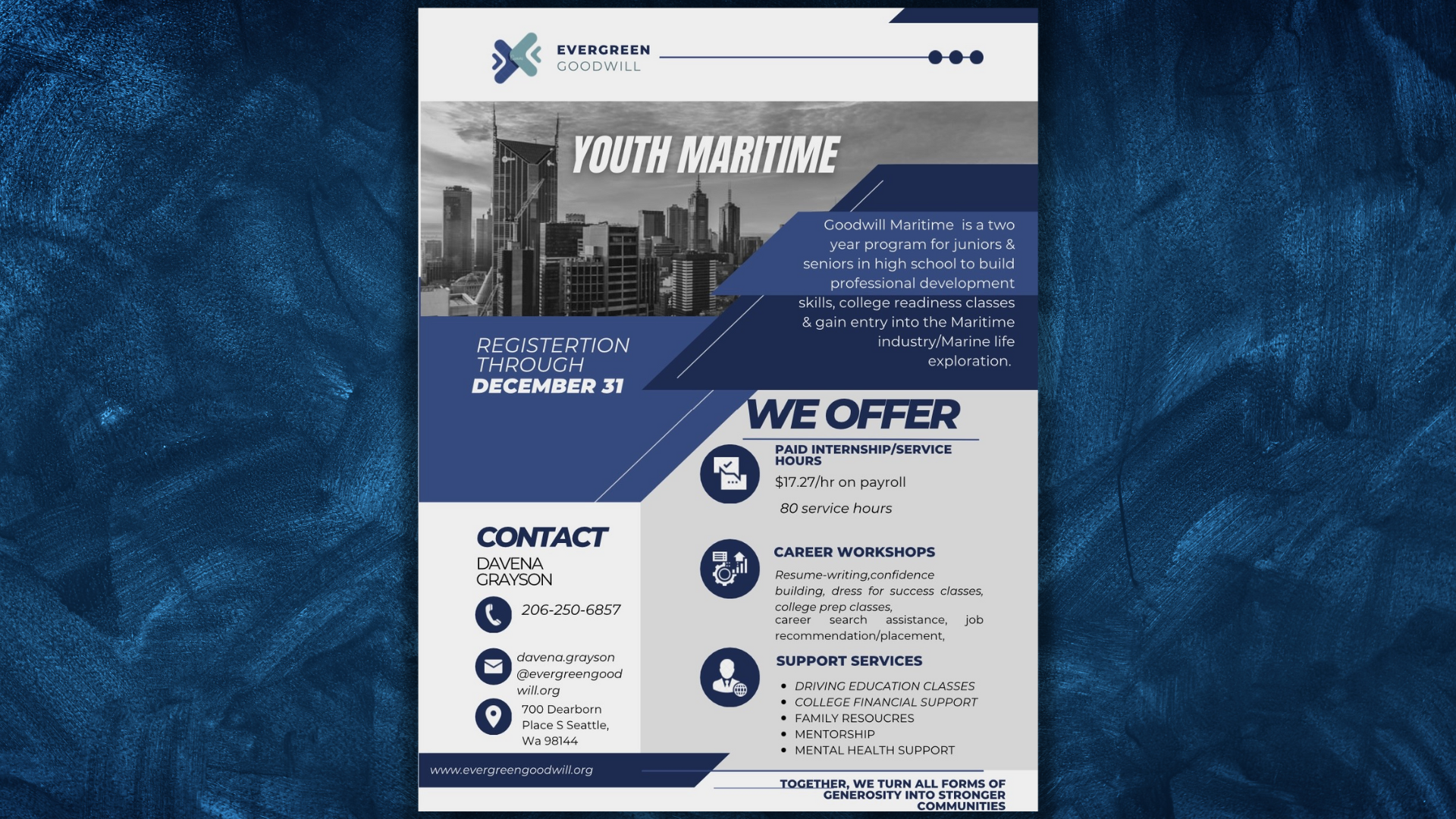 Evergreen Goodwill internship aims to get youth into the maritime industry