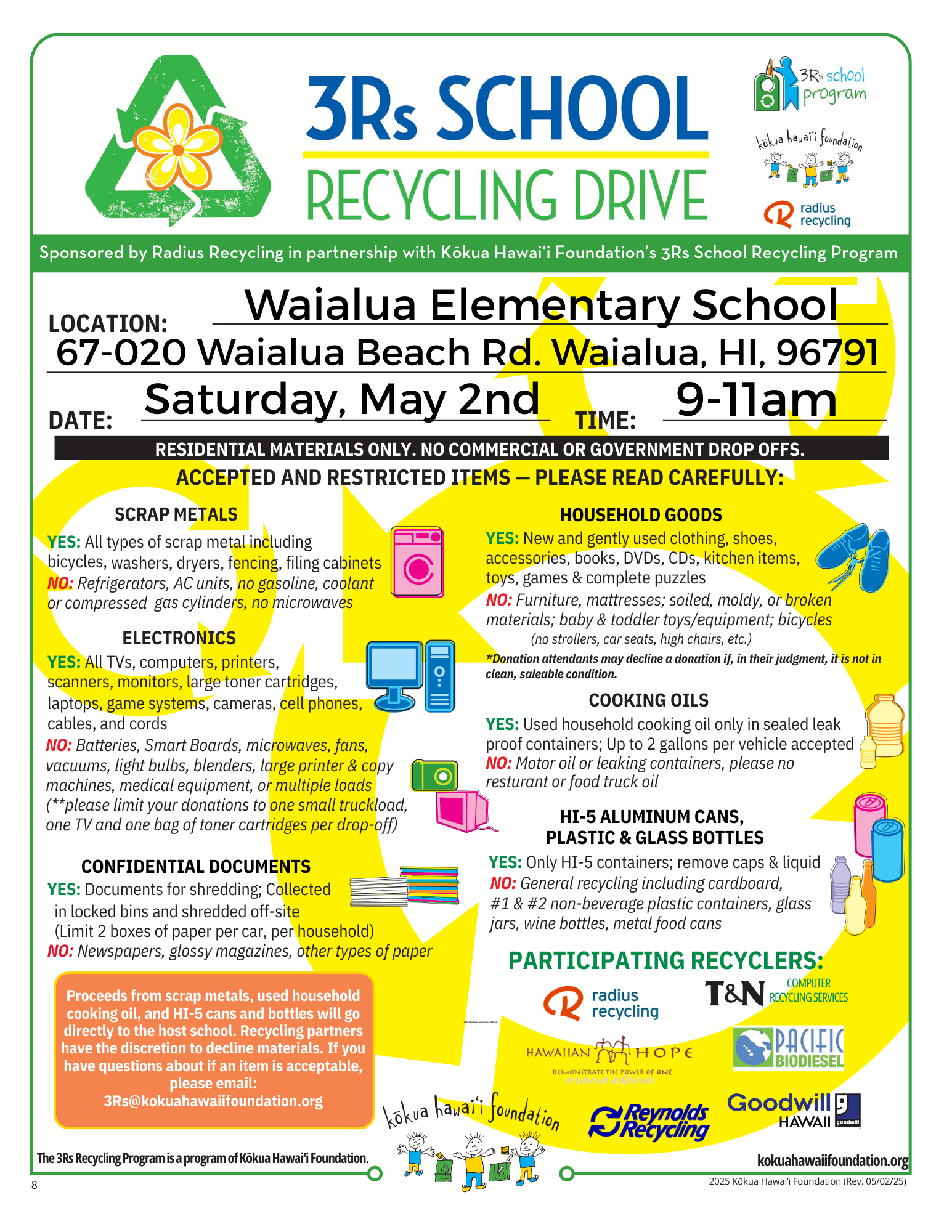 3Rs School Recycling Drive at Waialua Elementary School