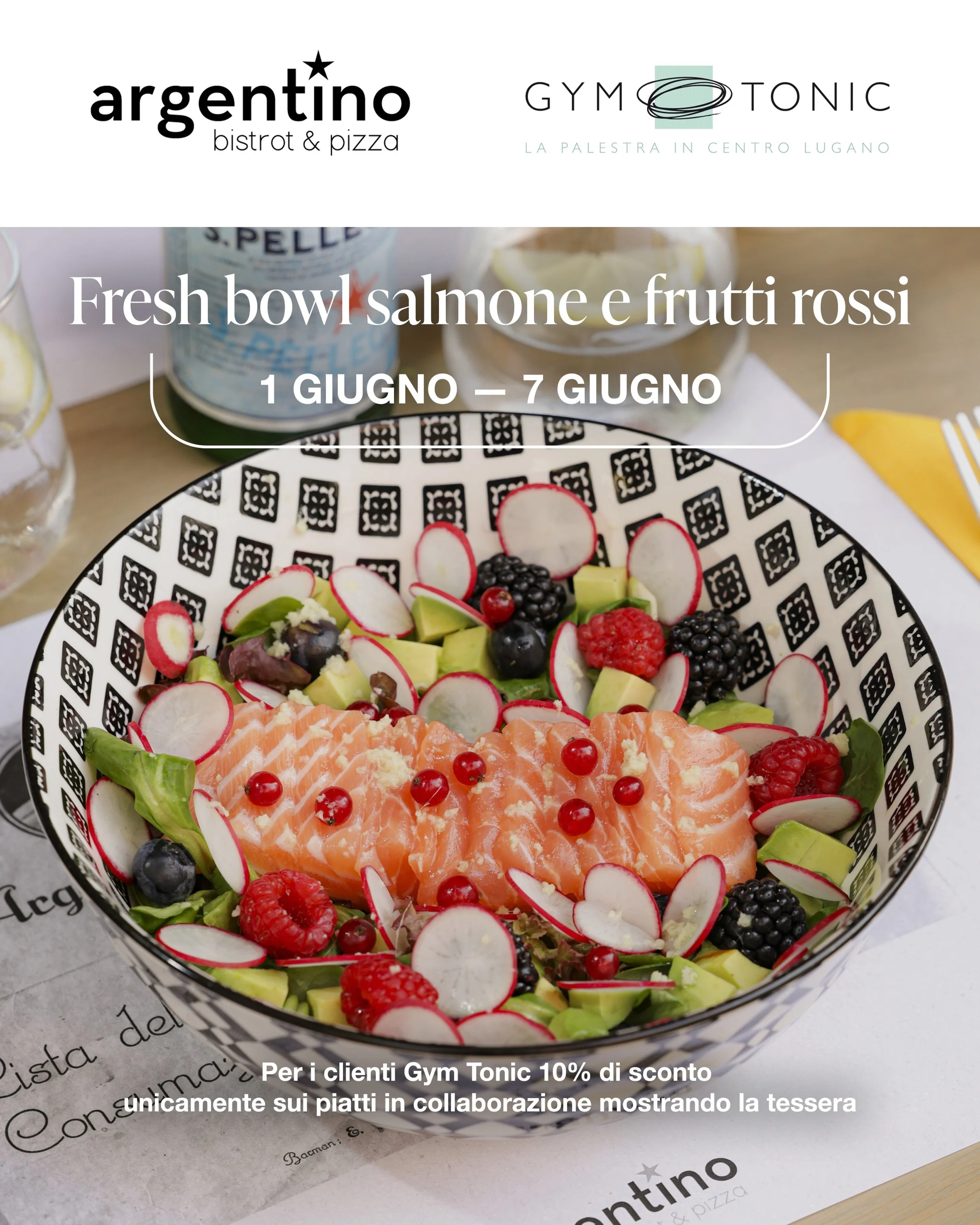 La seconda proposta #FIT della nostra #collaborazione con @gymtoniclugano ! 🏋🏼&zwj;♀️🥗

➡️ FRESH BOWL SALMONE E FRUTTI ROSSI 🫐🫚🫜
Salmone fresco, insalata mista, songino, avocado, rapanelli, frutti rossi e zenzero fresco

Per i clienti della pal