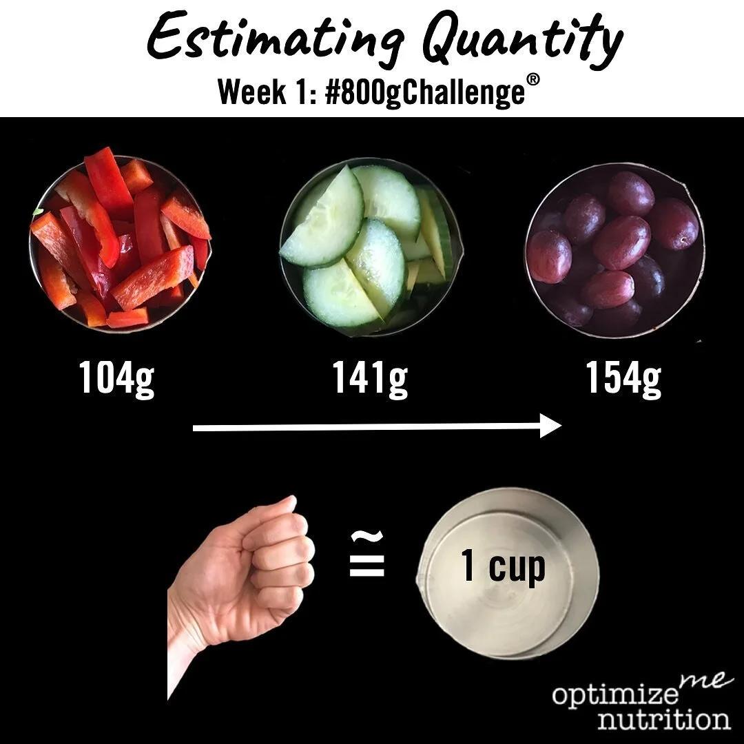 Today marks Day 1 of our #800gChallenge&reg;! 

Members, you can now log your scores through your @wodify app.

While you should weigh and measure your fruits and veggies at home or work, you can estimate quantities when eating out or on the road. 

