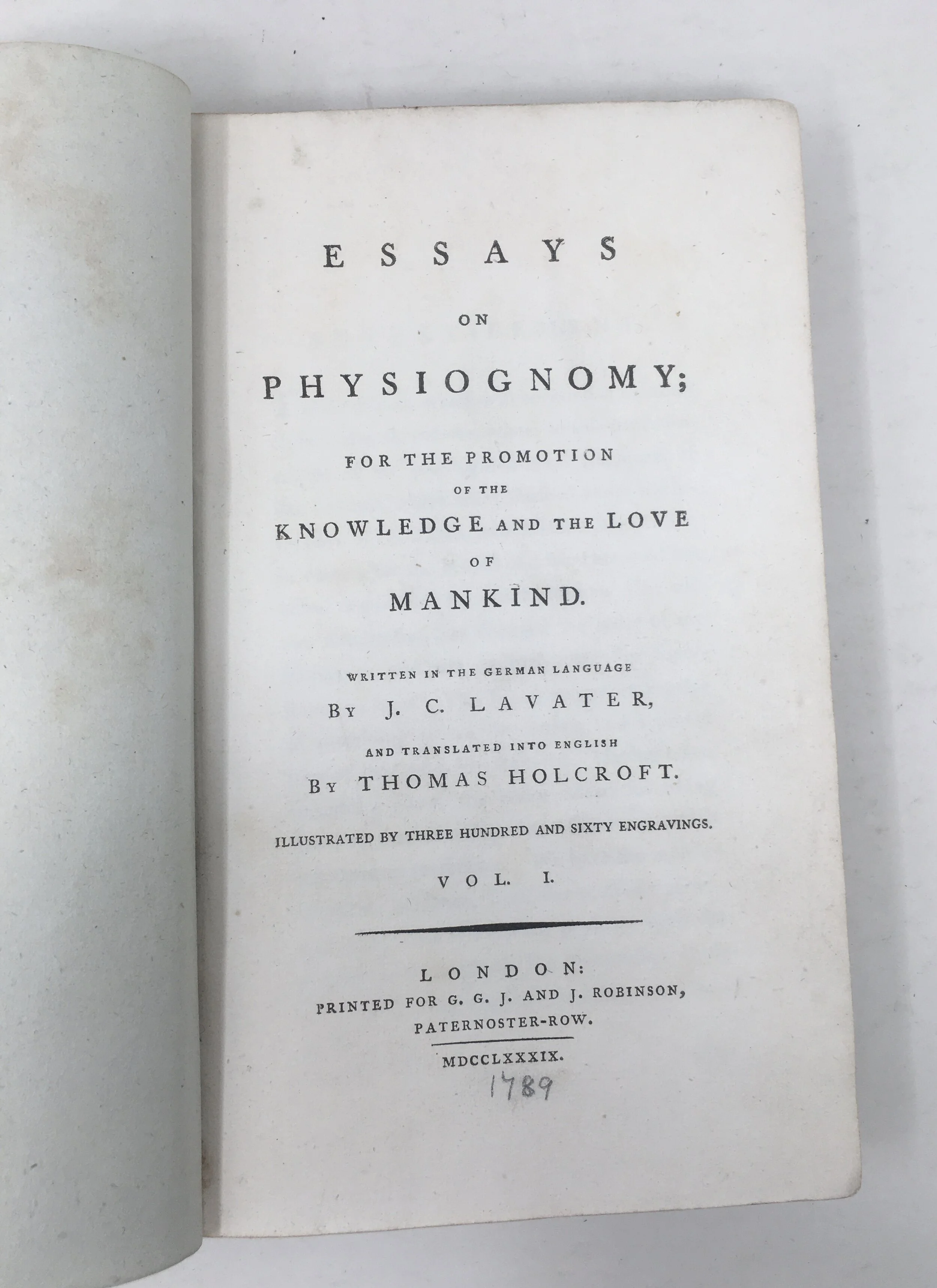 Essays on Physiognomy 1789 - Our Oldest Book