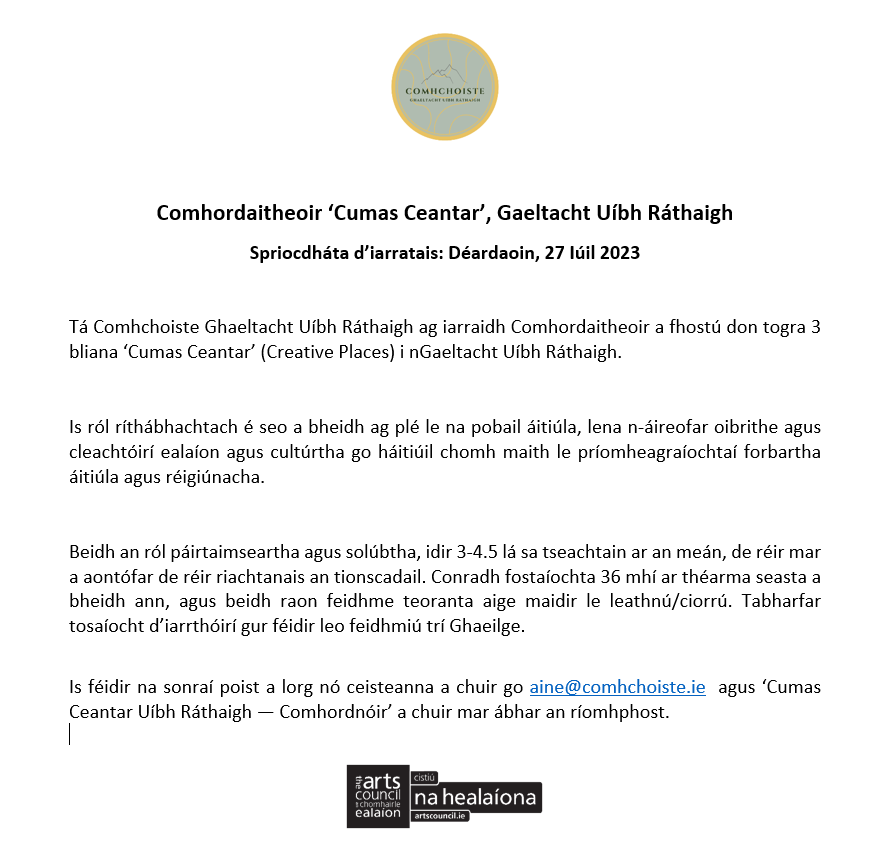 Post Chomhordaitheoir 'Cumas Ceantar' in Uíbh Ráthach