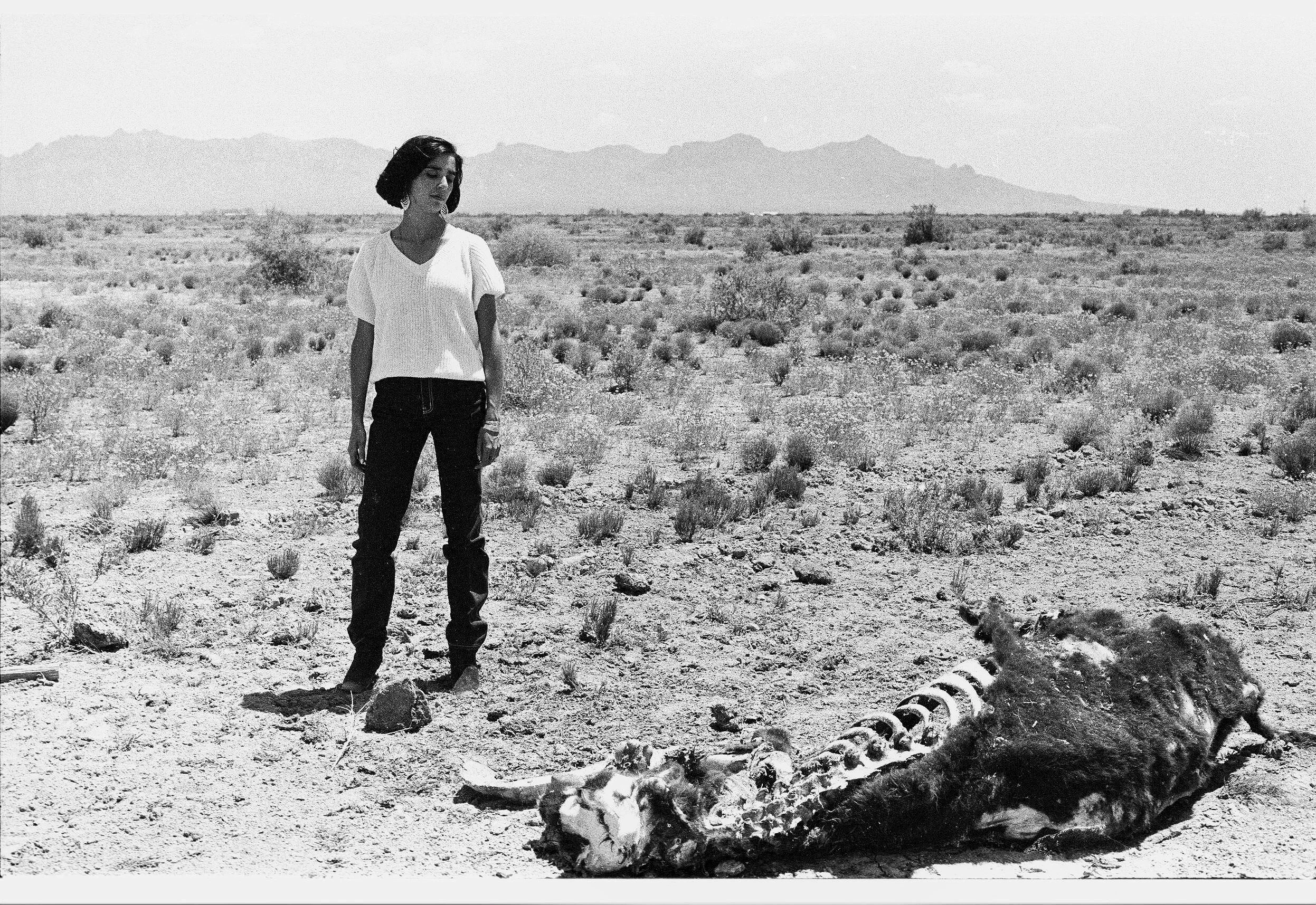 GIRLFRIEND CONTEMPLATING METAPHYICS IN THE DESERT    —  Susana, west of Florida Mts., New Mexico (1986)