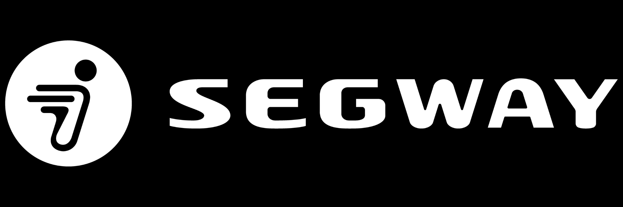 Segway logo with a stylized person on a Segway and the word 'SEGWAY' in bold white letters on a black background.