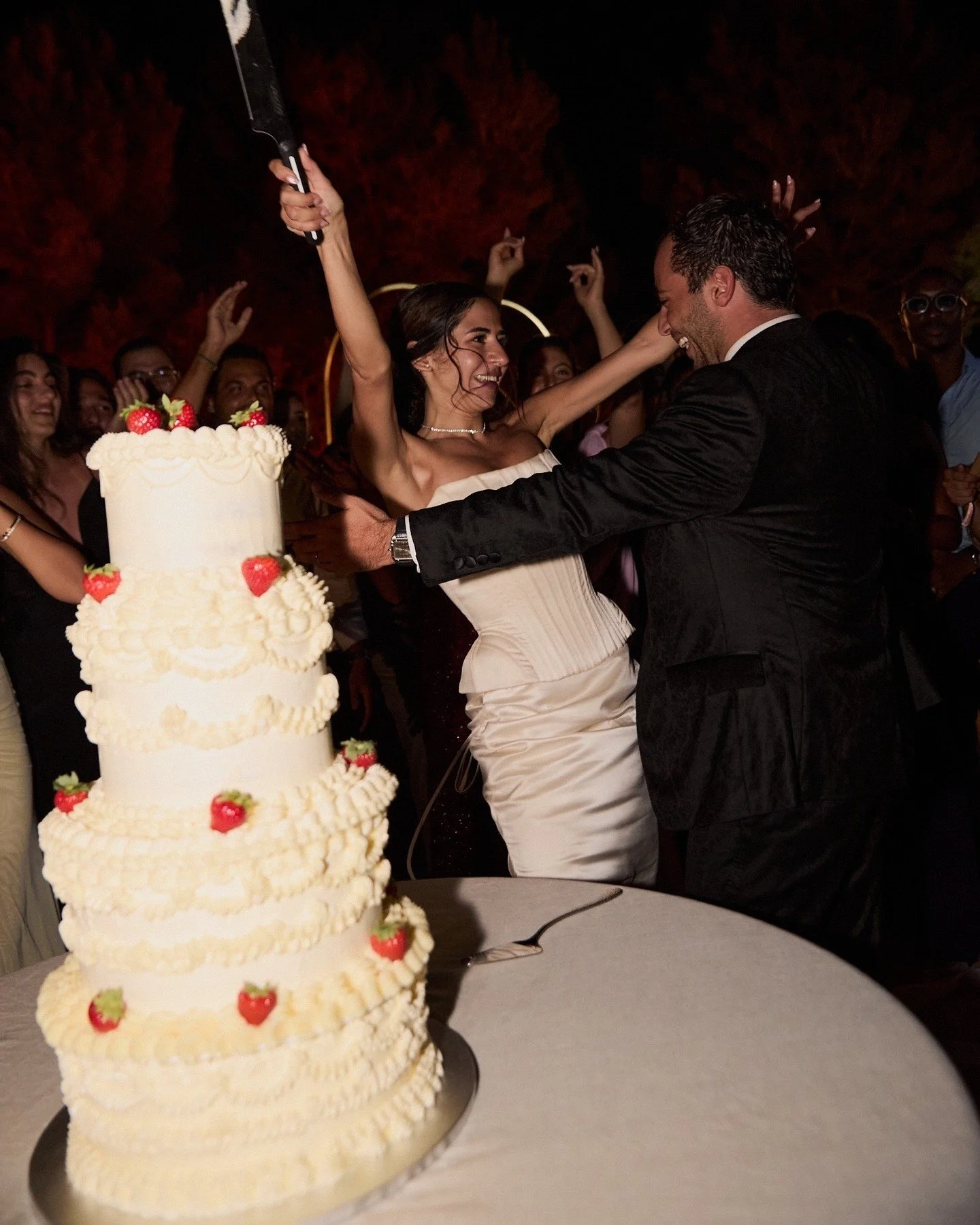 Happiness layered as generously as cream, crowned with strawberries, shared in delight.

Wedding Planner &ndash; JC Bespoke Events @jcbespokeevents
Venue - Puig Redo @puigredo
Catering &amp; Bar &ndash; Crisp Catering @crispcateringibiza
Cake - Eric 