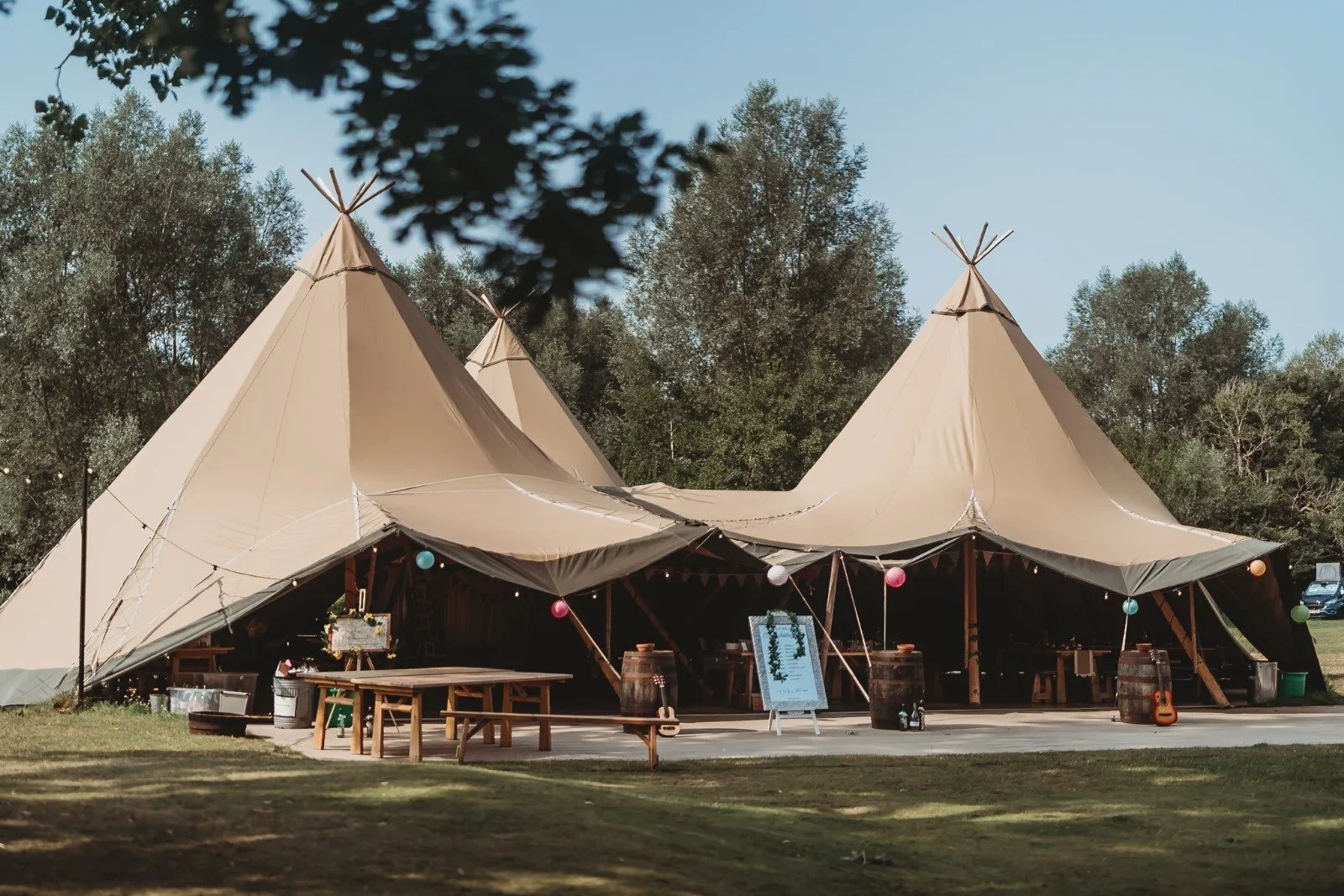 The Browning Bros wedding and glamping site, shown here with their seasonal teepee