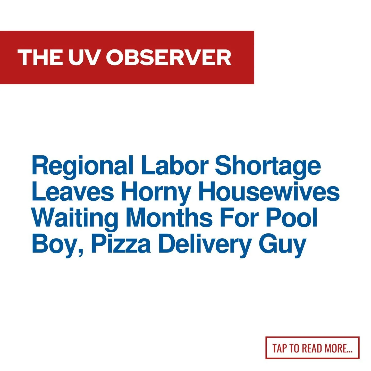 Regional Labor Shortage Leaves Horny Housewives Waiting Months For Pool Boy, Pizza Delivery Guy