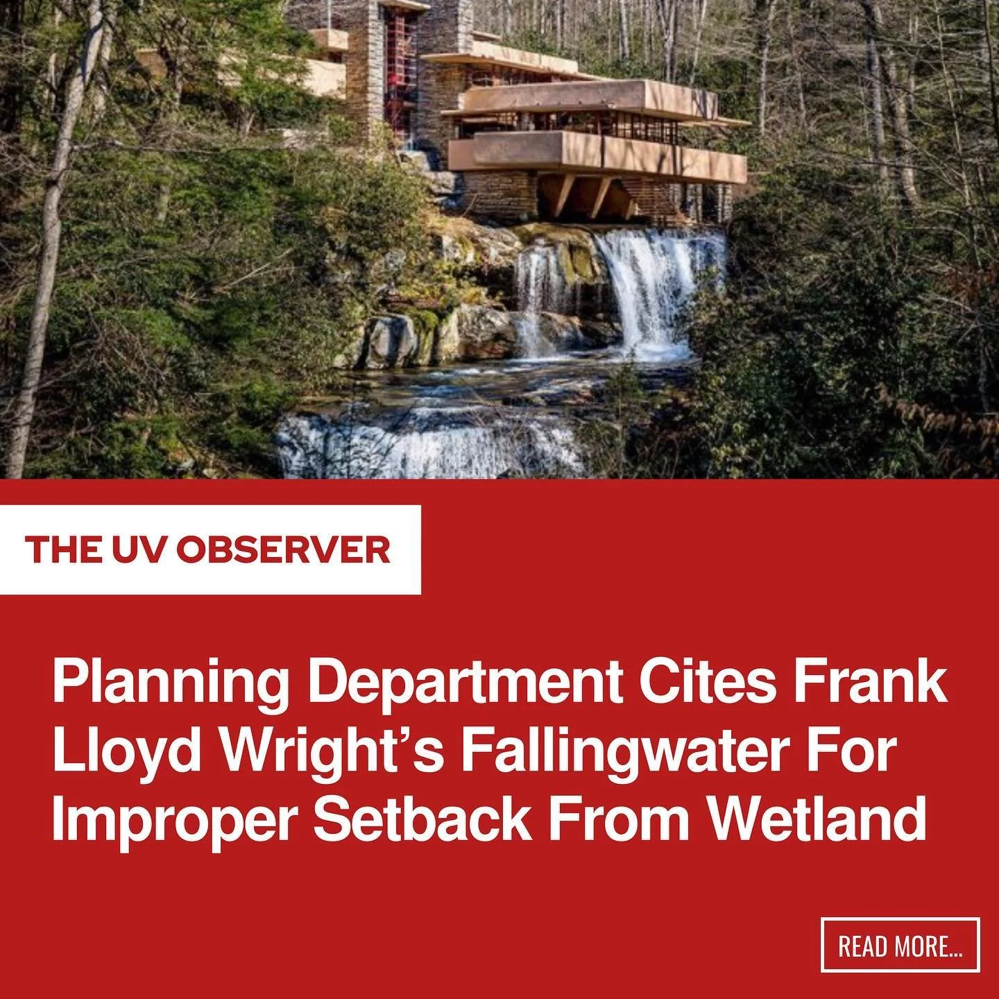 Planning Department Cites Frank Lloyd Wright's Fallingwater For Improper Setback From Wetland