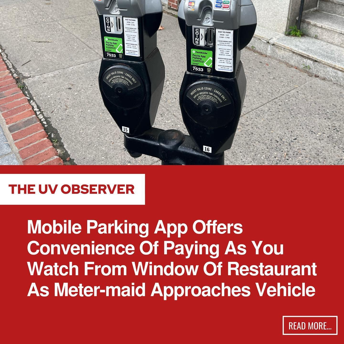 Mobile Parking App Offers Convenience Of Paying As You Watch From Window Of Restaurant As Meter-maid Approaches Vehicle