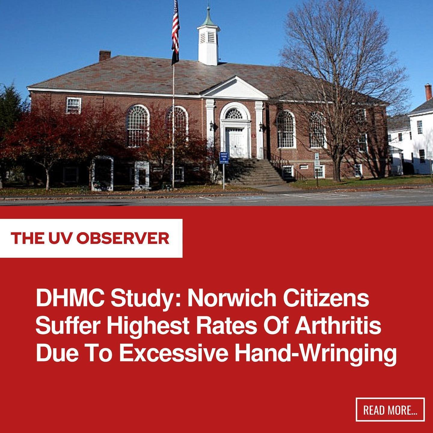 DHMC Study: Norwich Citizens Suffer Highest Rates Of Arthritis Due To Excessive Hand-Wringing