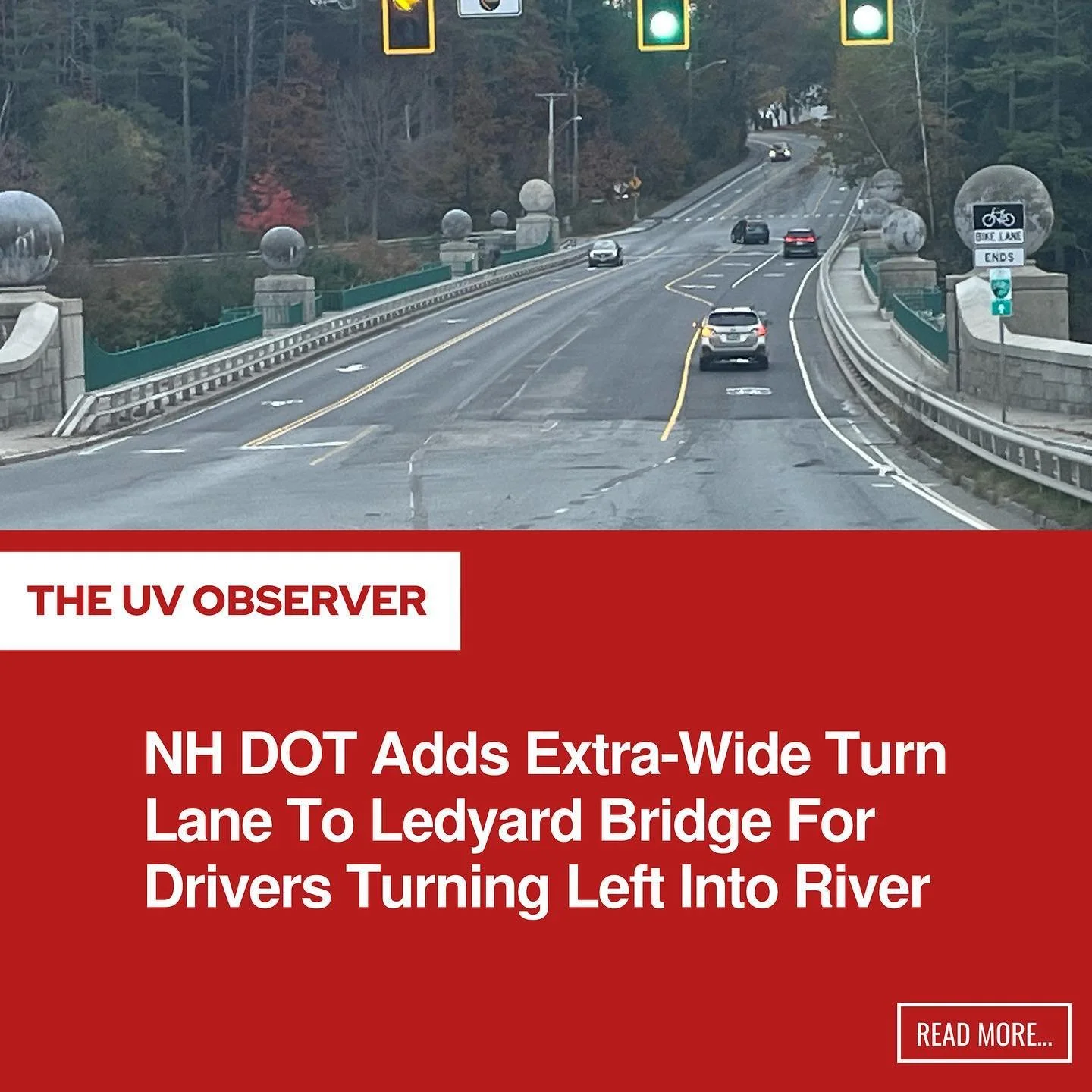 NH DOT Adds Extra-Wide Turn Lane To Ledyard Bridge For Drivers Turning Left Into River
