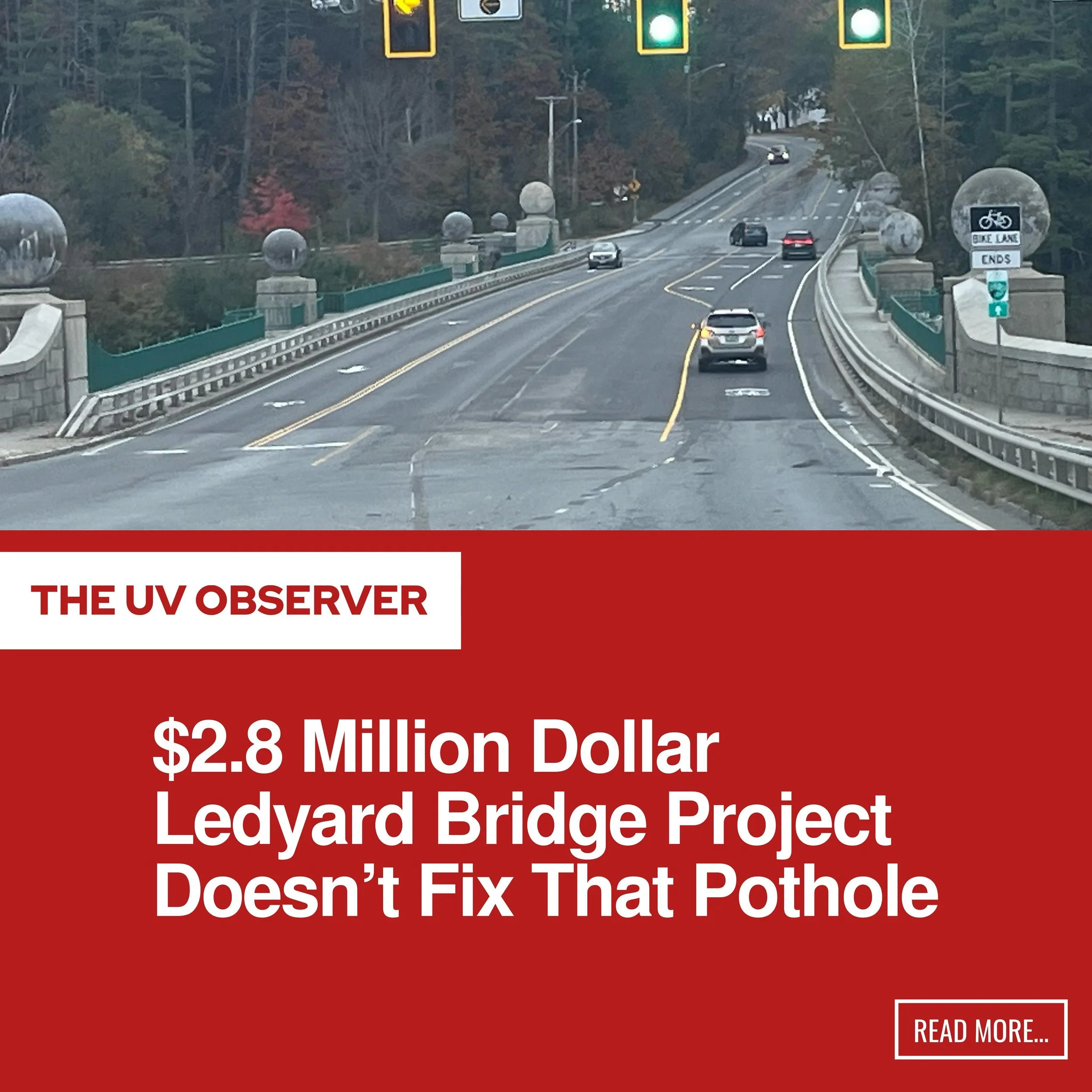 $2.8 Million Dollar Ledyard Bridge Project Doesn't Fix That Pothole
