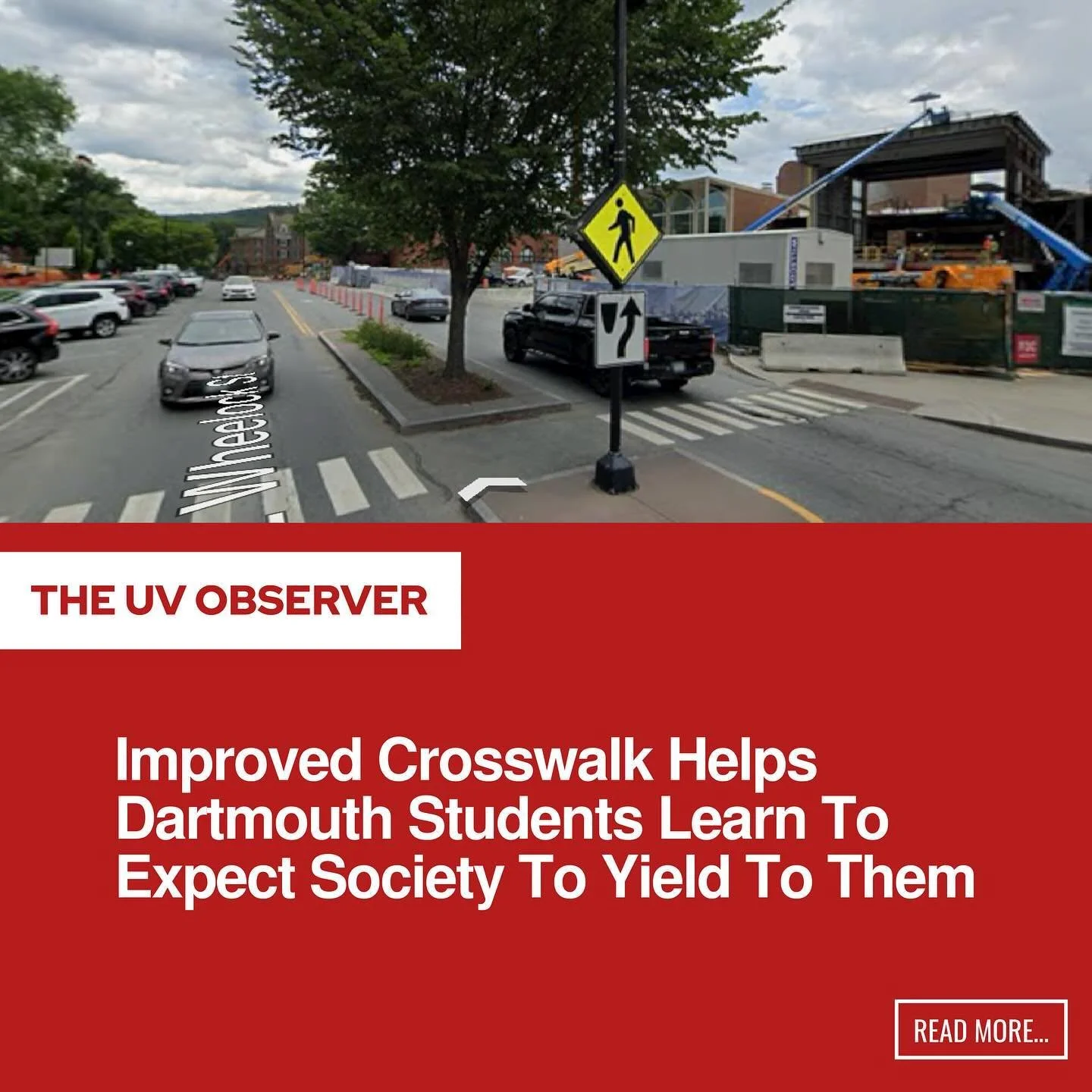 Improved Crosswalk Helps Dartmouth Students Learn To Expect Society To Yield To Them