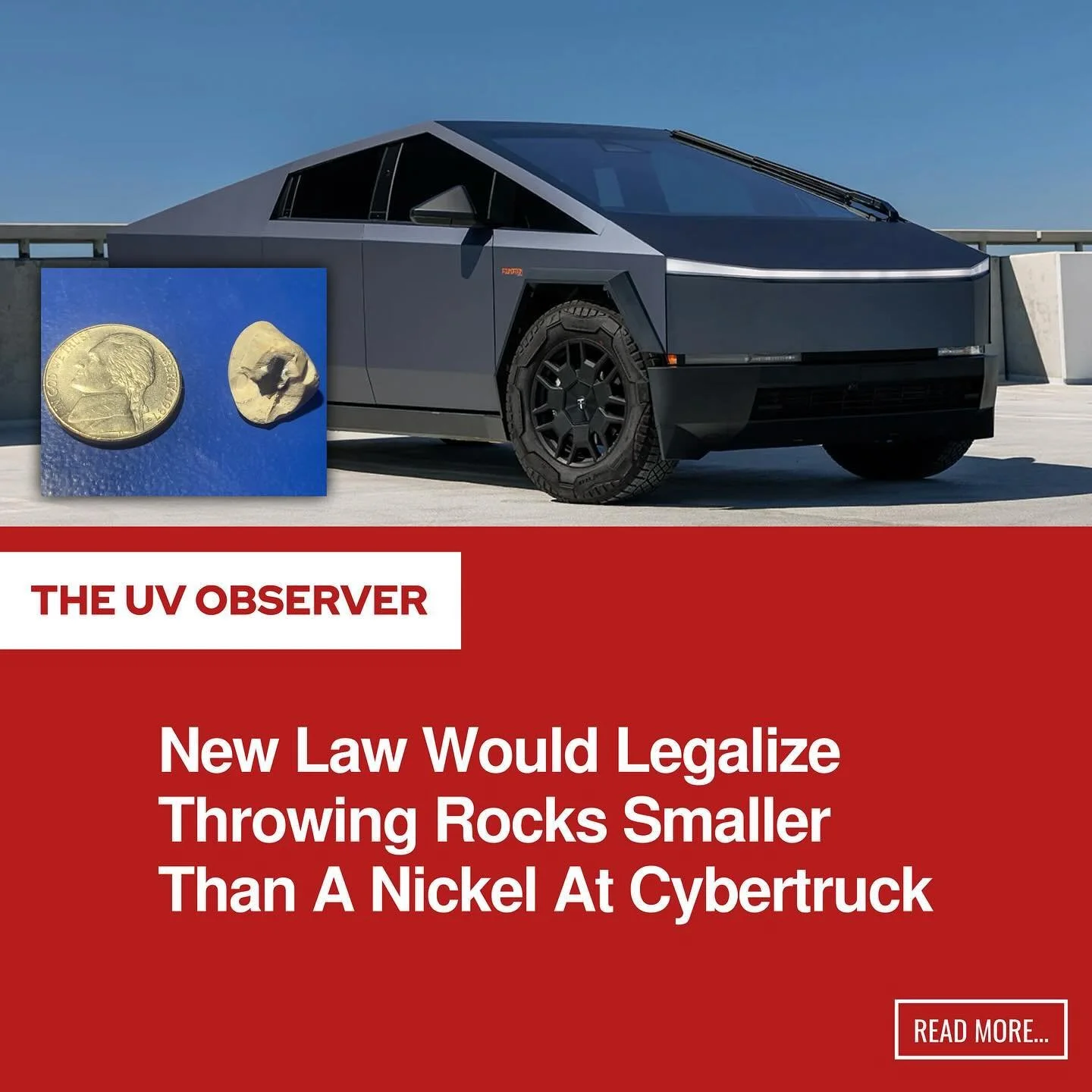 New Law Would Legalize Throwing Rocks Smaller Than A Nickel At Cybertruck